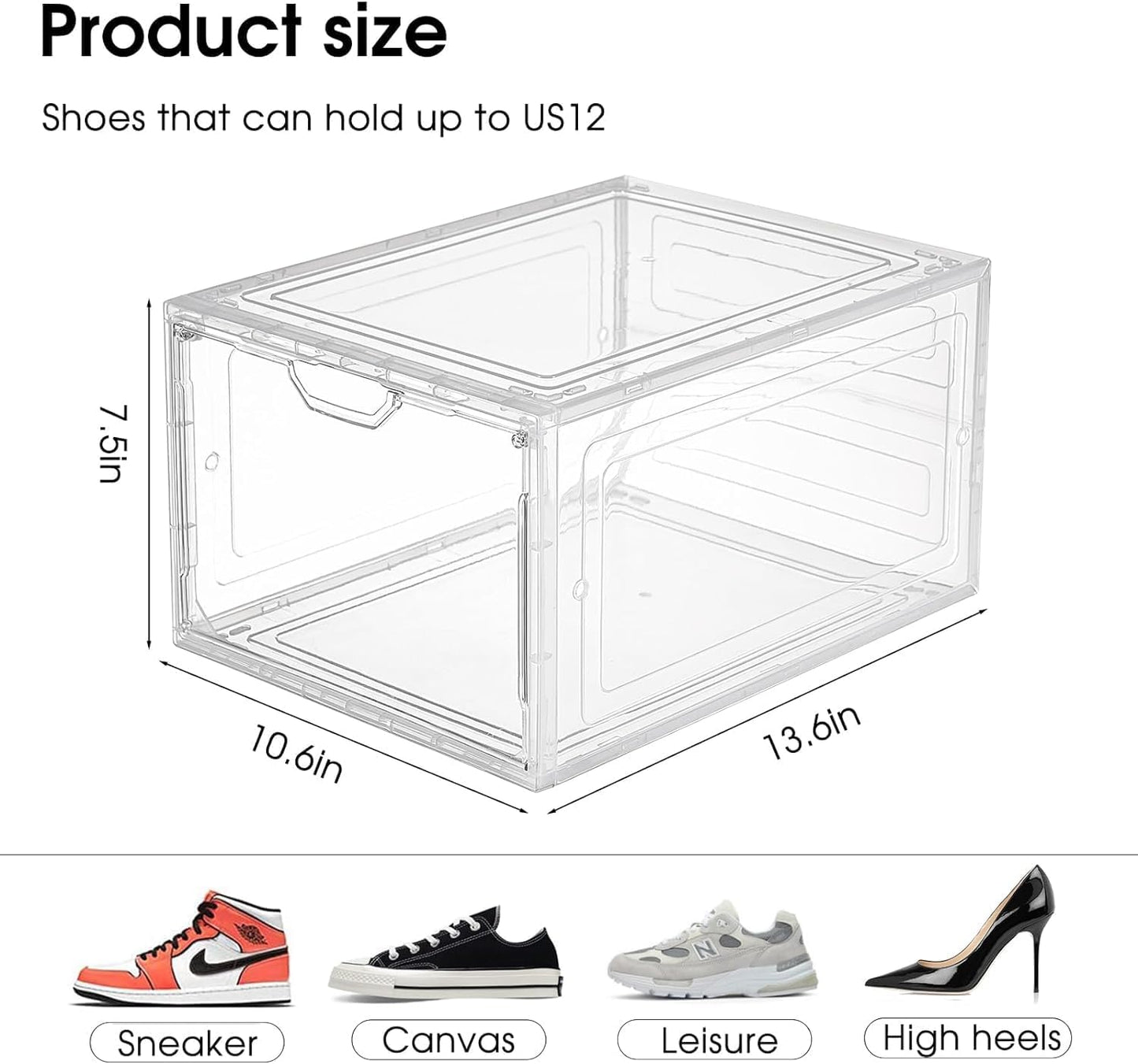 9 Pack Thicken Shoe Organizer Stackable,Upgraded Sturdy Shoe Storage Box with Magnetic Door,Shoe Containers For Sneaker Display,Hat Organizer,White