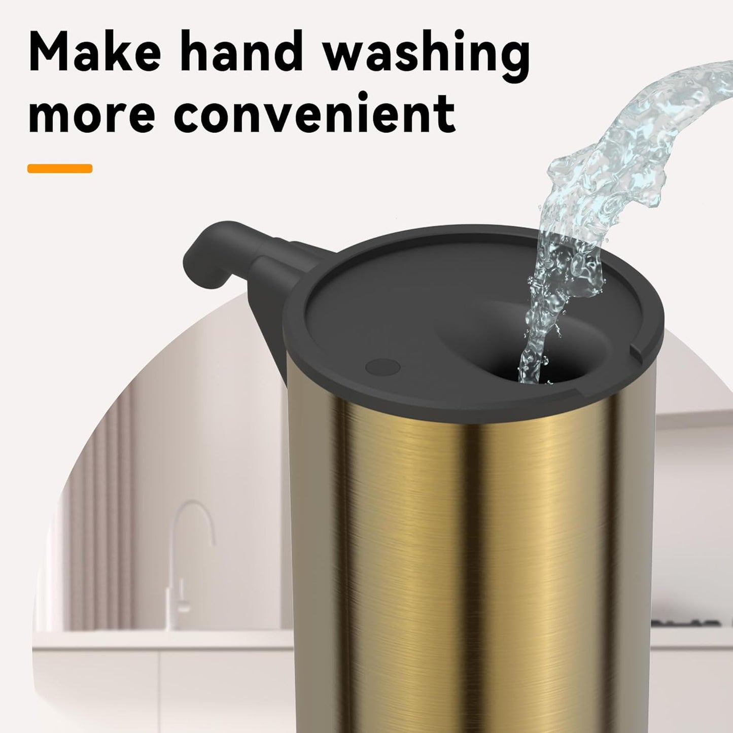 Automatic Soap Dispenser,Stainless Steel Material, Rechargeable Touchless Hand Sanitizer Pump,4 Adjustable Levels Smart Electric Dispenser,Suitable for Bathroom,Kitchen (Gold)