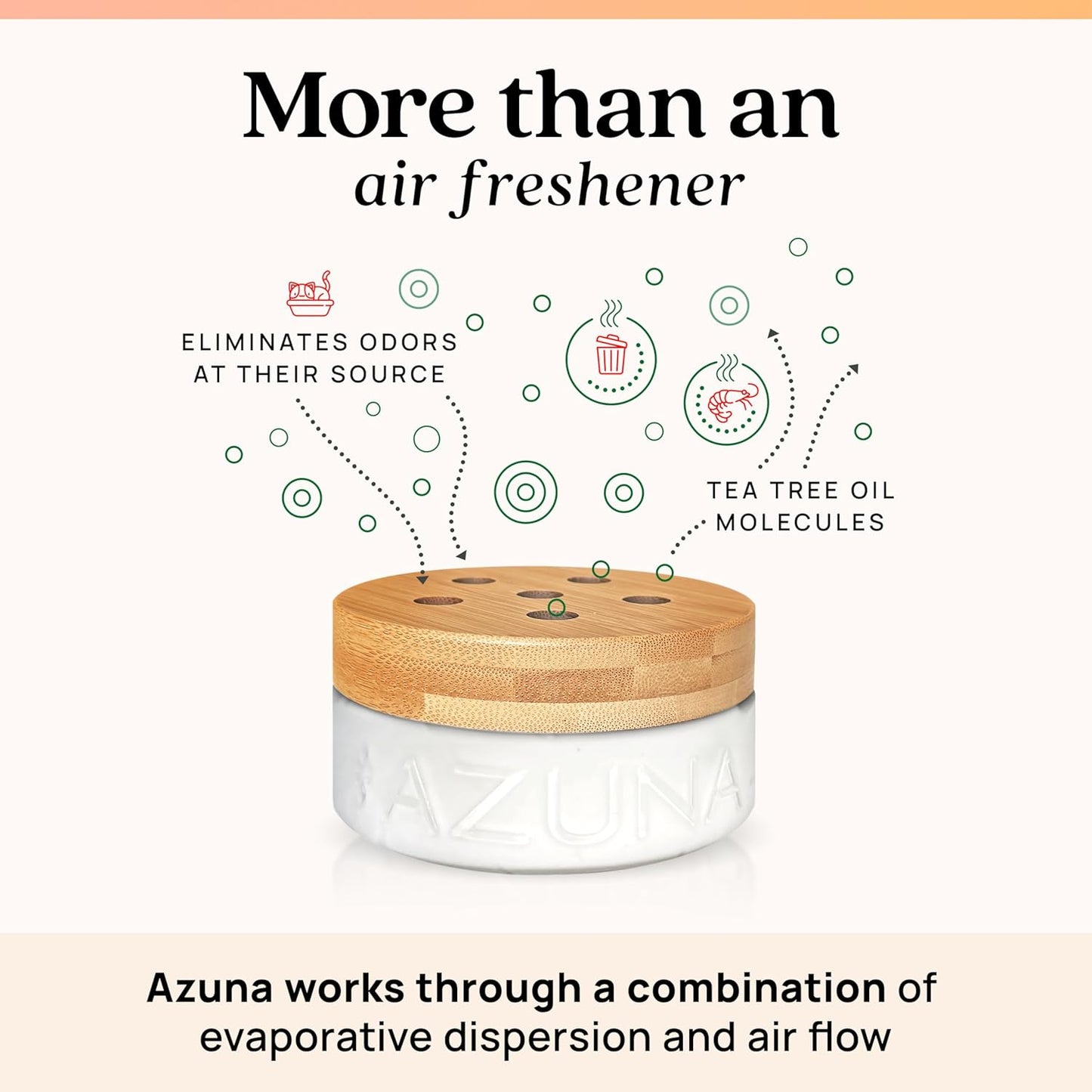Azuna Air Freshener & Odor Eliminator for Strong Odor | 1 Room Kit Includes (1) Empty Luxe Glass Jar & 8oz Refill with Tea Tree Essential Oil Gel | Simply Citrus | Last 60-90 Days