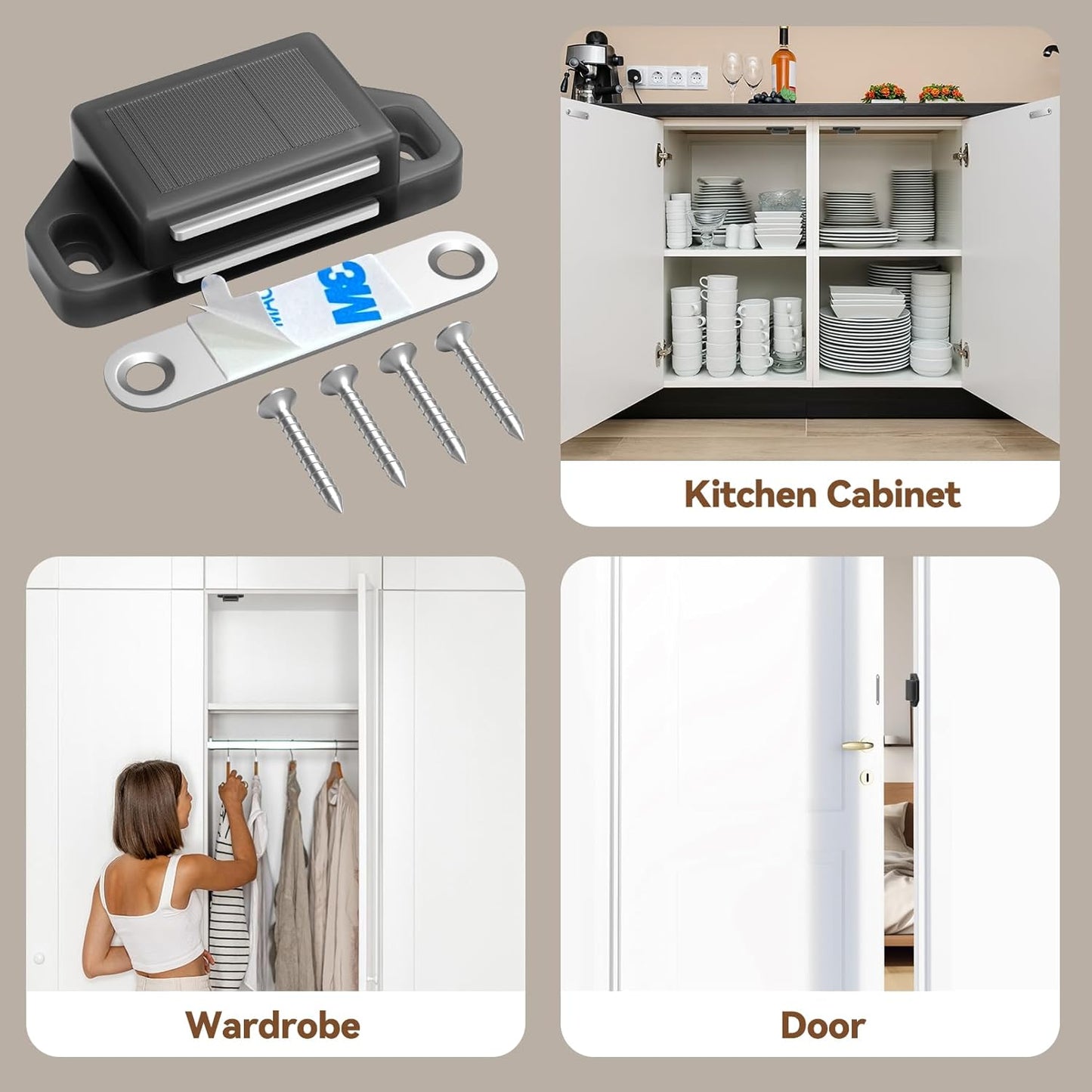 Cabinet Magnetic Catch Door Latch 30LB for Kitchen Drawer Magnets to Stay Closed Magnetic Catch Closet for Drawer（Black 18 Pack）