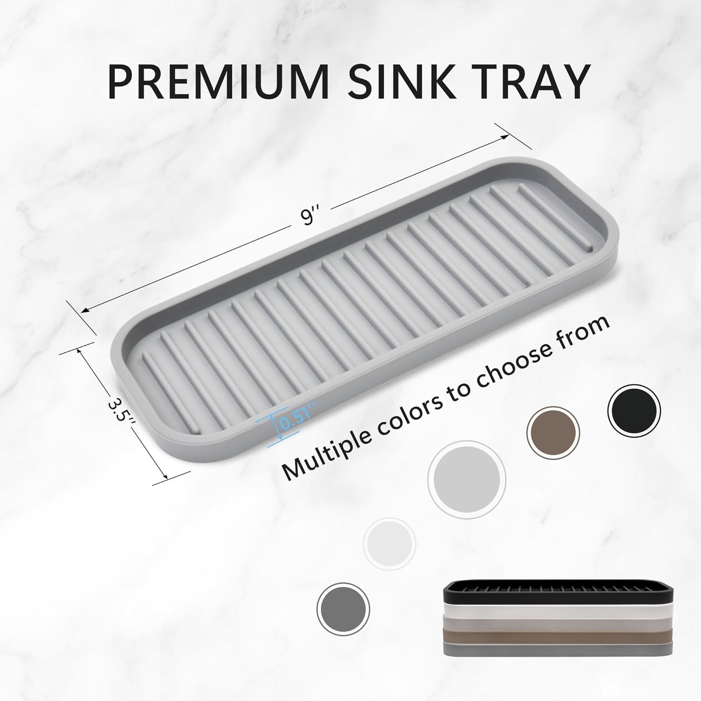 Silicone Sponge Holder 2 Pack, Dish Soap Holder for Kitchen Counter, Waterproof Sponge Soap Tray for Kitchen Sink Bathroom, Multipurpose Sink Caddy Organizer for Soap Dispenser Light Grey