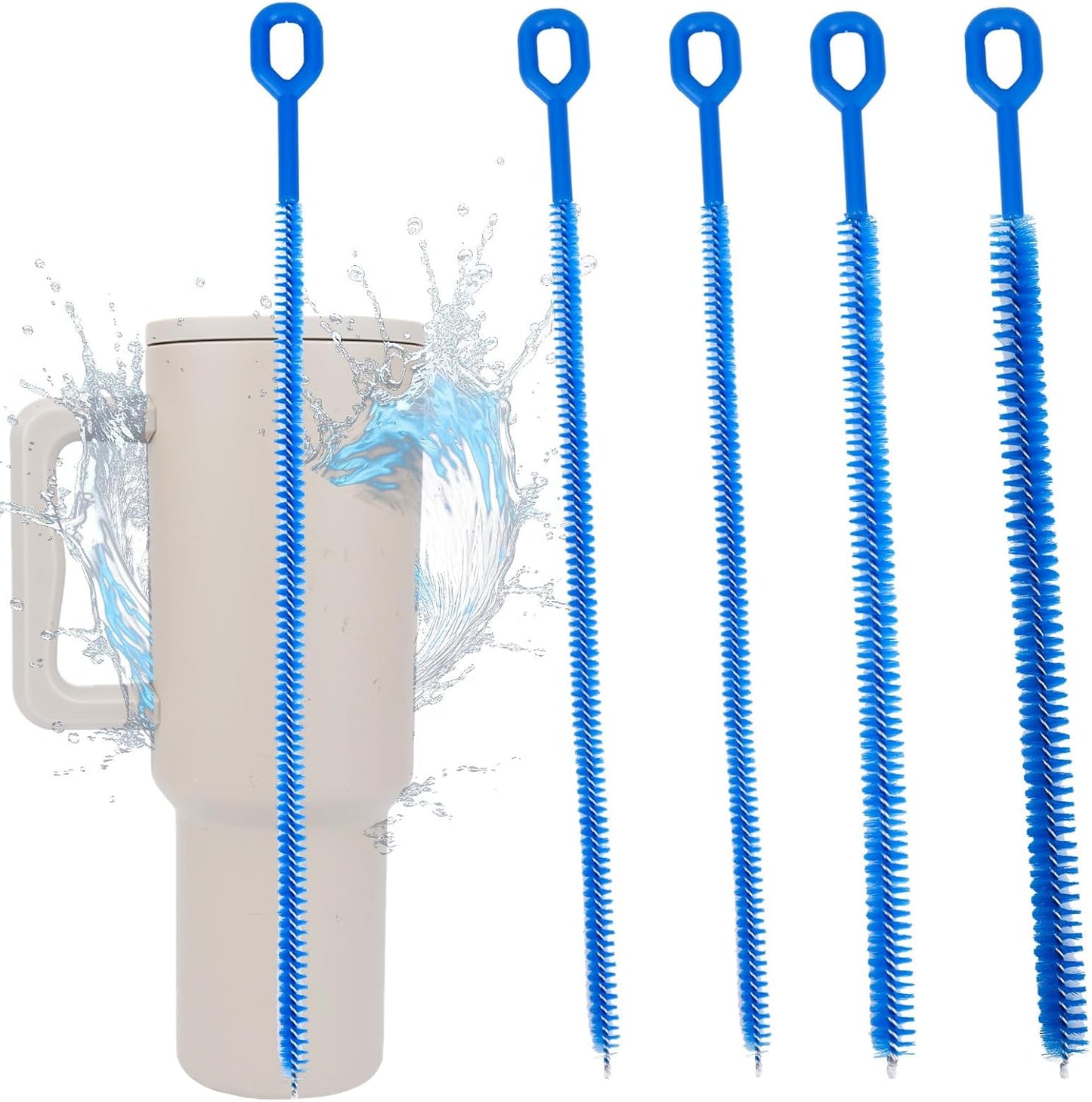 4pcs Straw Cleaner Brushes for Stanley, 12.4in Extra Long Full Bristles Replacement Coverage Reusable Straw Brush Cleaning Accessories for Water Bottles Glass Pipe Sippy Cup(0.31in+0.39in+0.47in)