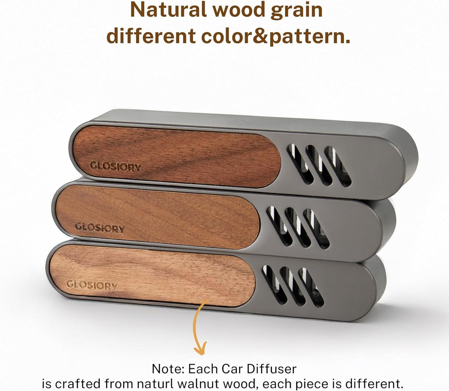 2 Packs Car Air Freshener Diffuser, Essential Oil Diffusers Vent Clip, Perfume Diffuser with 6 Refill Unscent Fiber Sticks, Premium Car Accessories, Metal & Wood design, Custom Scent, Gift For Men