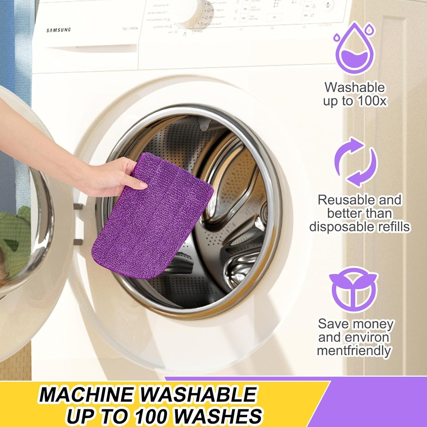 16.5 Inch Reusable Mop Pads Microfiber Spray Mop Replacement Heads for Wet/Dry Mops Compatible with Bona Floor Care System (6 Pack)