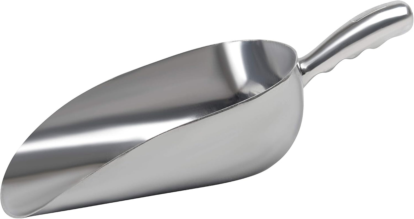 Cast Aluminum Utility Scoop - 38 oz. - Round Bottom, ice scoop For Multi-Purpose Use, With Finger Groove Handle (38 oz.)