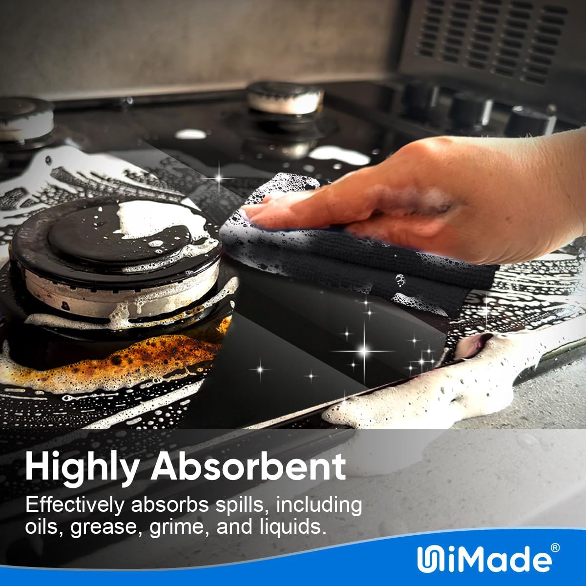 Microfiber Cleaning Cloth, 200 Pack Microfiber Towels for Cars Reusable Shop Rags Bulk Lint Free Cleaning Towels for Car Kitchen Automotive Bar Mechanic Restaurant Garage, 11.5"x 11.5", Black