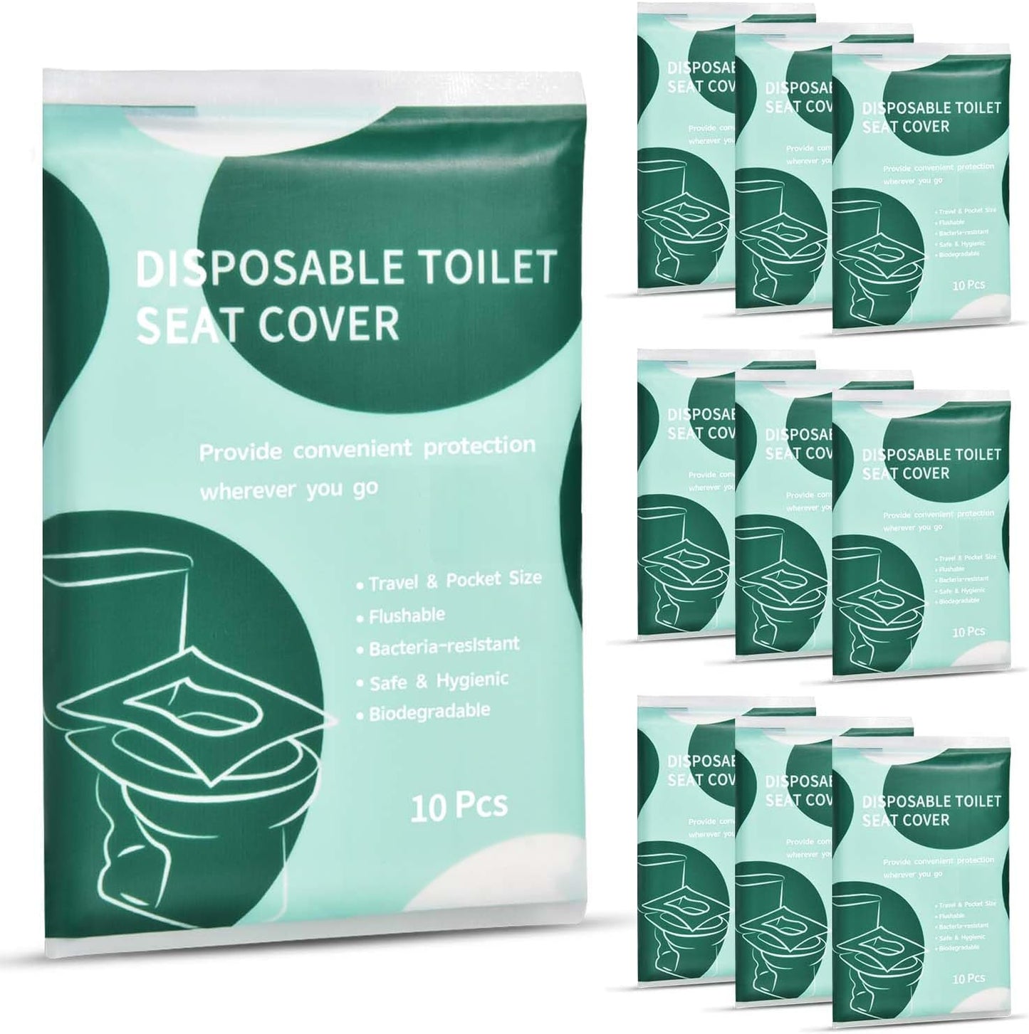 90 Pcs Disposable Flushable Paper Toilet Seat Covers Travel Supplies Essentials for Airplane, Public Restrooms, Bathroom, Hotels, Camping, Kids or Adults