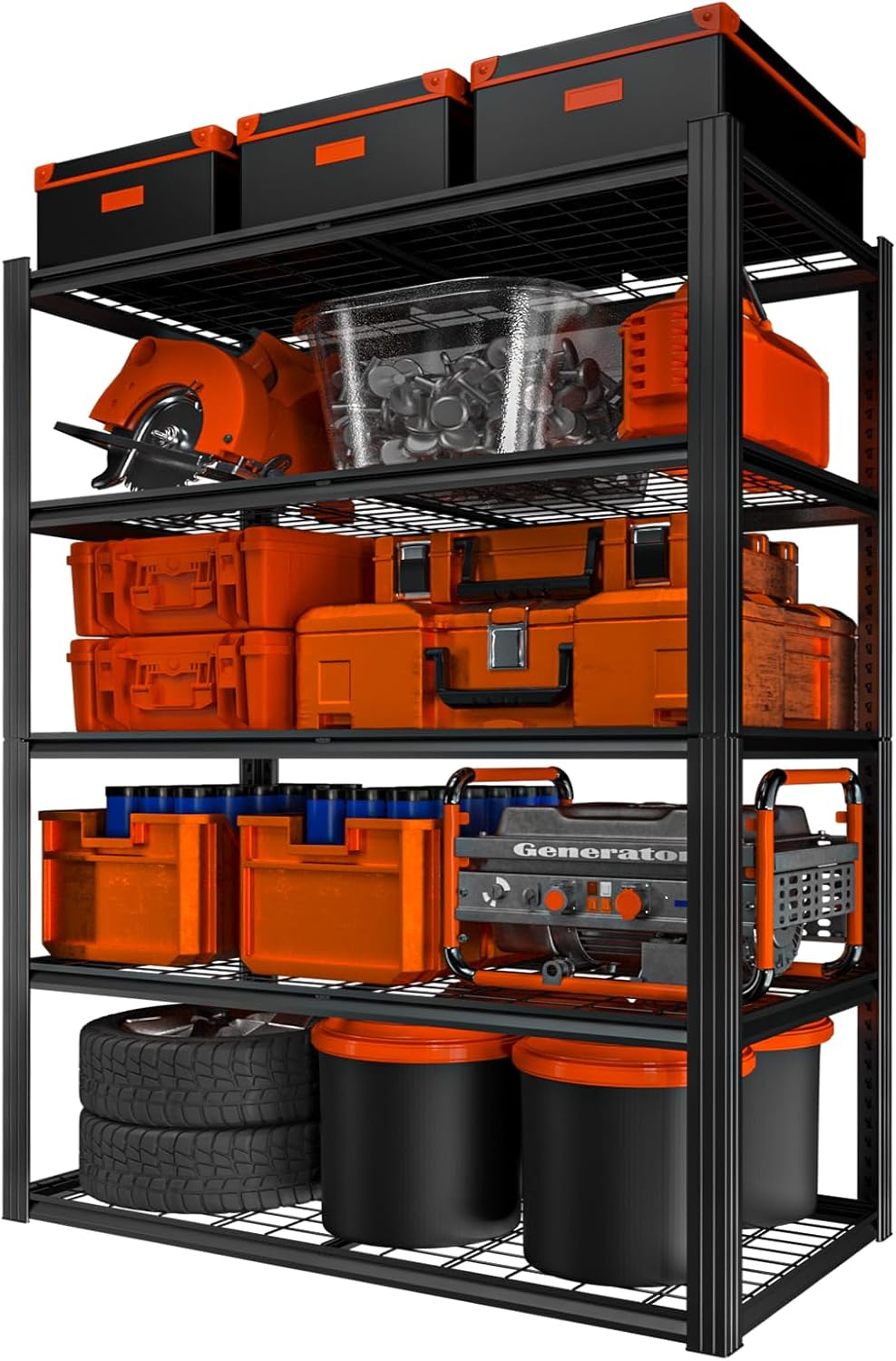 Garage Shelving, Storage Shelves Heavy Duty 2800 LBS Capacity, 5 Tier Adjustable Metal Organizer Wire Rack, 48" L x 24" W x 72" H Utility Shelf Unit for Kitchen Pantry