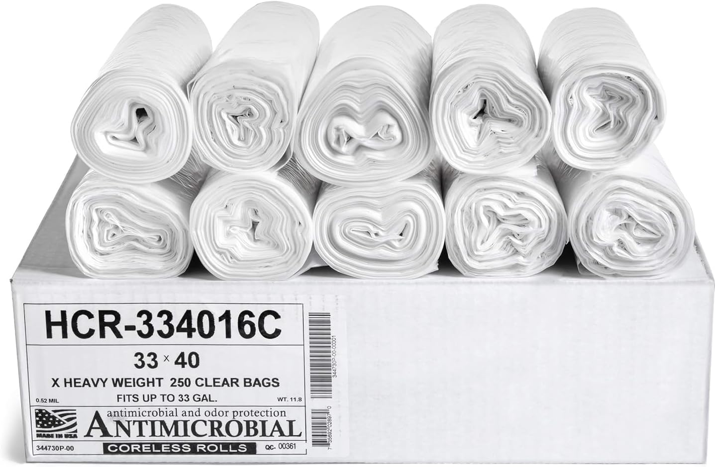 Aluf Plastics High Density Trash Bags, 33 Gallon, 250 Count, 16 Micron (eq), 33" x 40", Clear, for Bathroom, Office, Industrial, Commercial, Janitorial, Municipal, Recycling