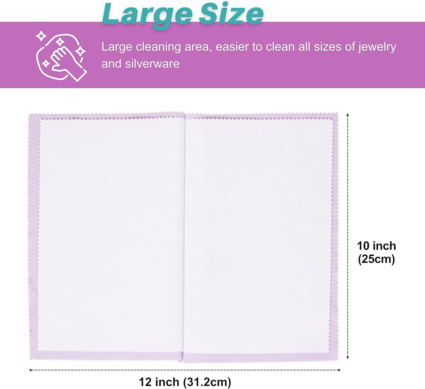 CATIFLIN 3PCS Purple Silver Polishing Cloths, 10"x12" Jewelry Cleaning Cloths for Gold, Silver, Platinum, Watch, Coin, Tarnish Remover, Reusable & Streak for Jewelry Lovers