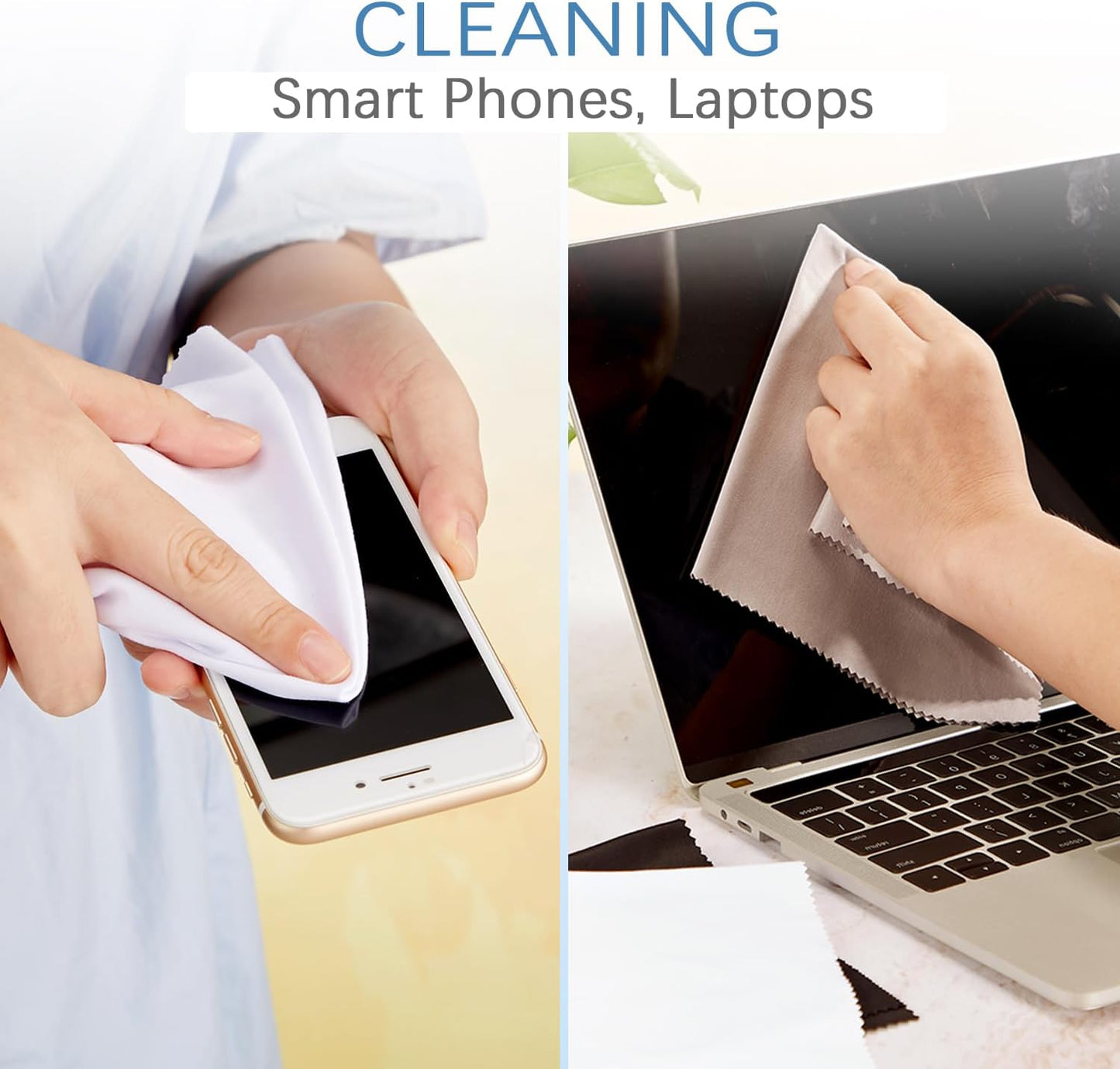 Frienda 12 Pack Large Microfiber Glass Cleaning Cloths 12 x 12 Inch Oversized Eyeglass Sunglasses Cleaning Cloths for Electronics Glasses Screens and Lenses(Black, White, Gray, Royal Blue)