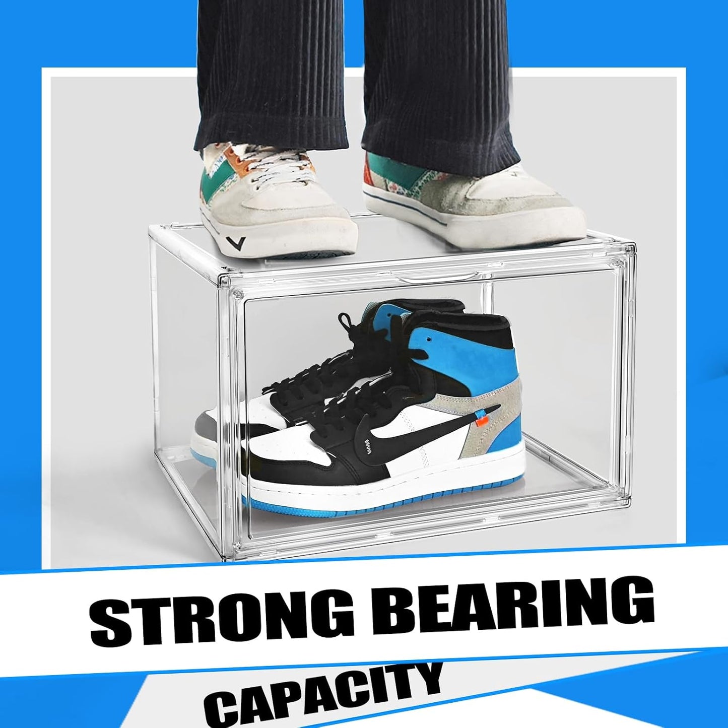 Acrylic Shoe Boxes Sneaker Storage for Sneakerheads Size 13 Clear Plastic Stackable Boot Shoe Collectibles Display Case
