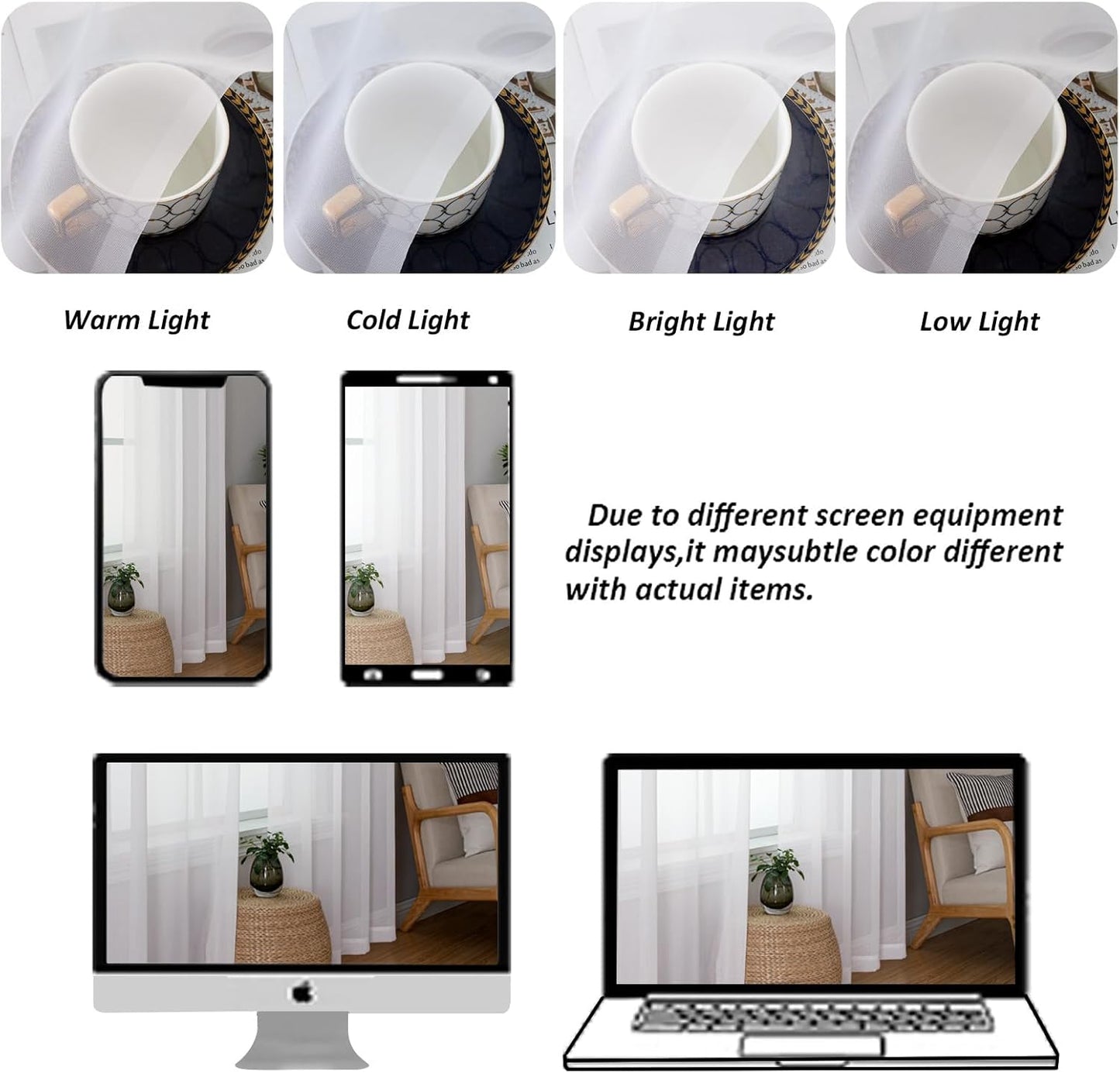 Chyhomenyc Sheer White Valances for Windows 2 Pack, Small Window Curtains for Living Room Bathroom Cafe Laundry Basement, Modern Top Dual Rod Pocket Voile Curtain, 42W x 18L inches, White