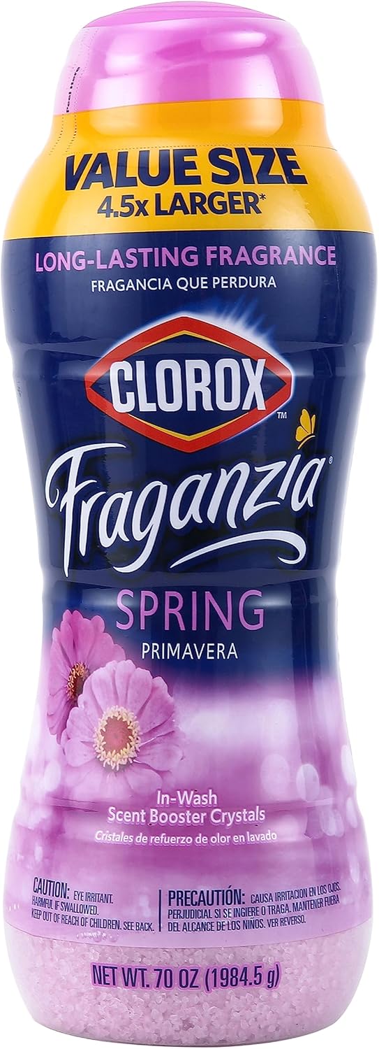 Clorox Fraganzia Laundry Scent Booster Crystals in Spring Scent - Scented In-Wash Freshener Beads for Fresh, Clean, Great Smelling Clothes and Linens, 70 Oz