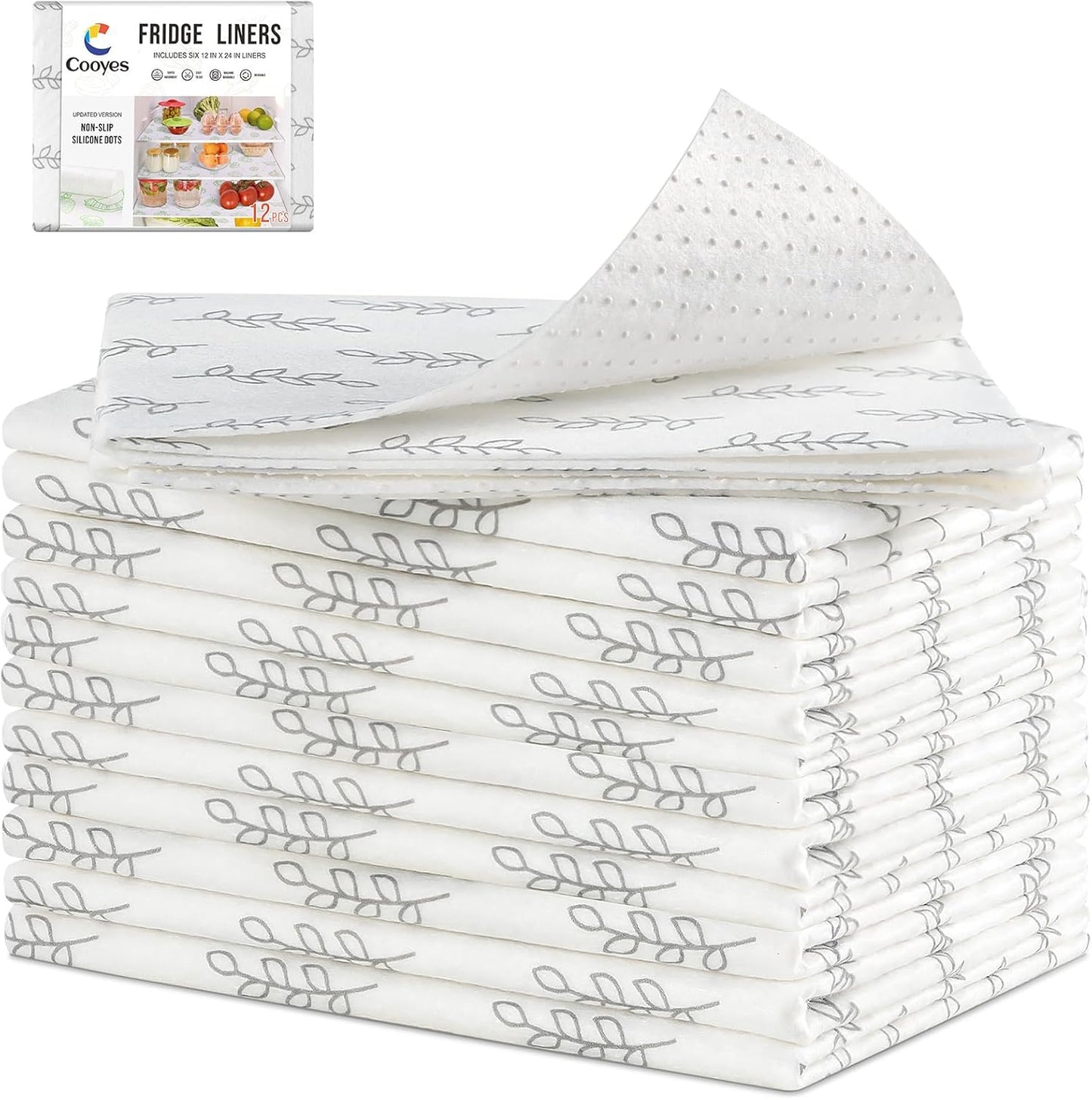 Cooyes 17.7" x 24" Refrigerator Liners Non-Slip Washable Refrigerator Drawer Liners Absorbent Refrigerator Mats Home Kitchen Gadgets Accessories Organization