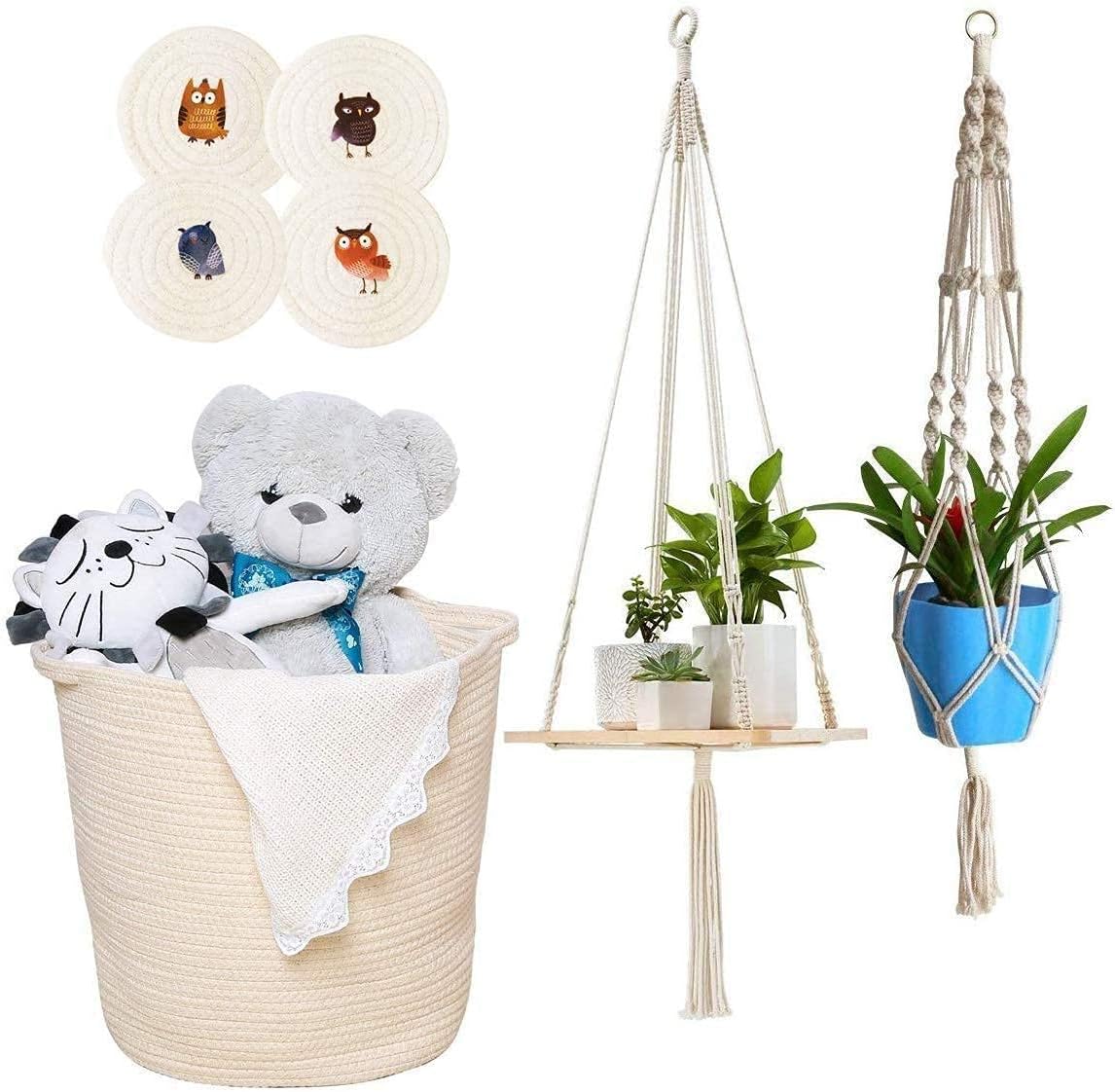 1/4 Inch Natural Cotton Rope, White Craft Rope Clothesline, Used for DIY Rope Baskets, Handicrafts, Candle Wicks, etc, 6MM, 39 Feet.