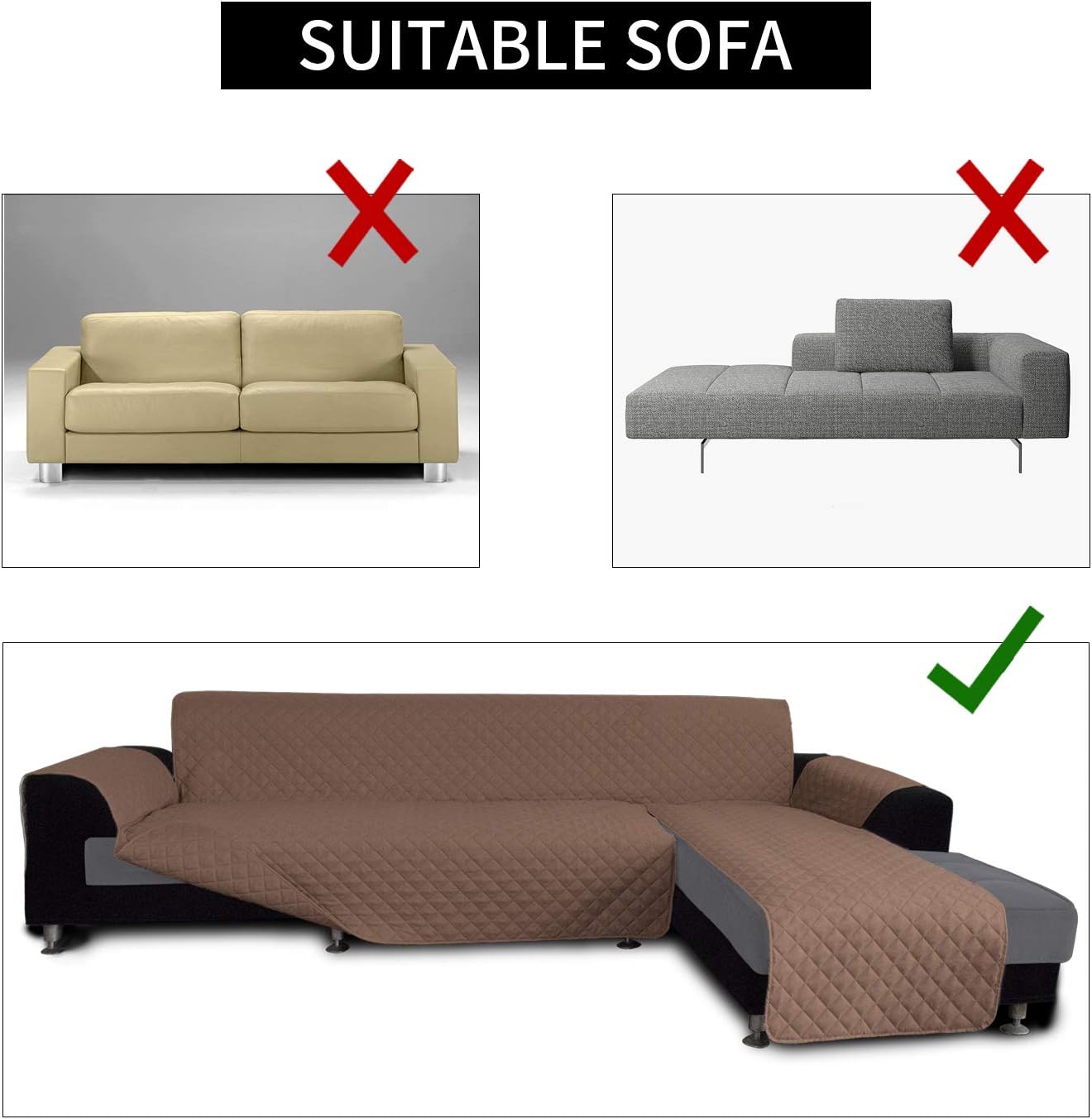 Easy-Going Sofa Slipcover L Shape Sofa Cover Sectional Couch Cover Furniture Protector Mat for Pets Dog Cat (X-Large,Brown/New Brown)