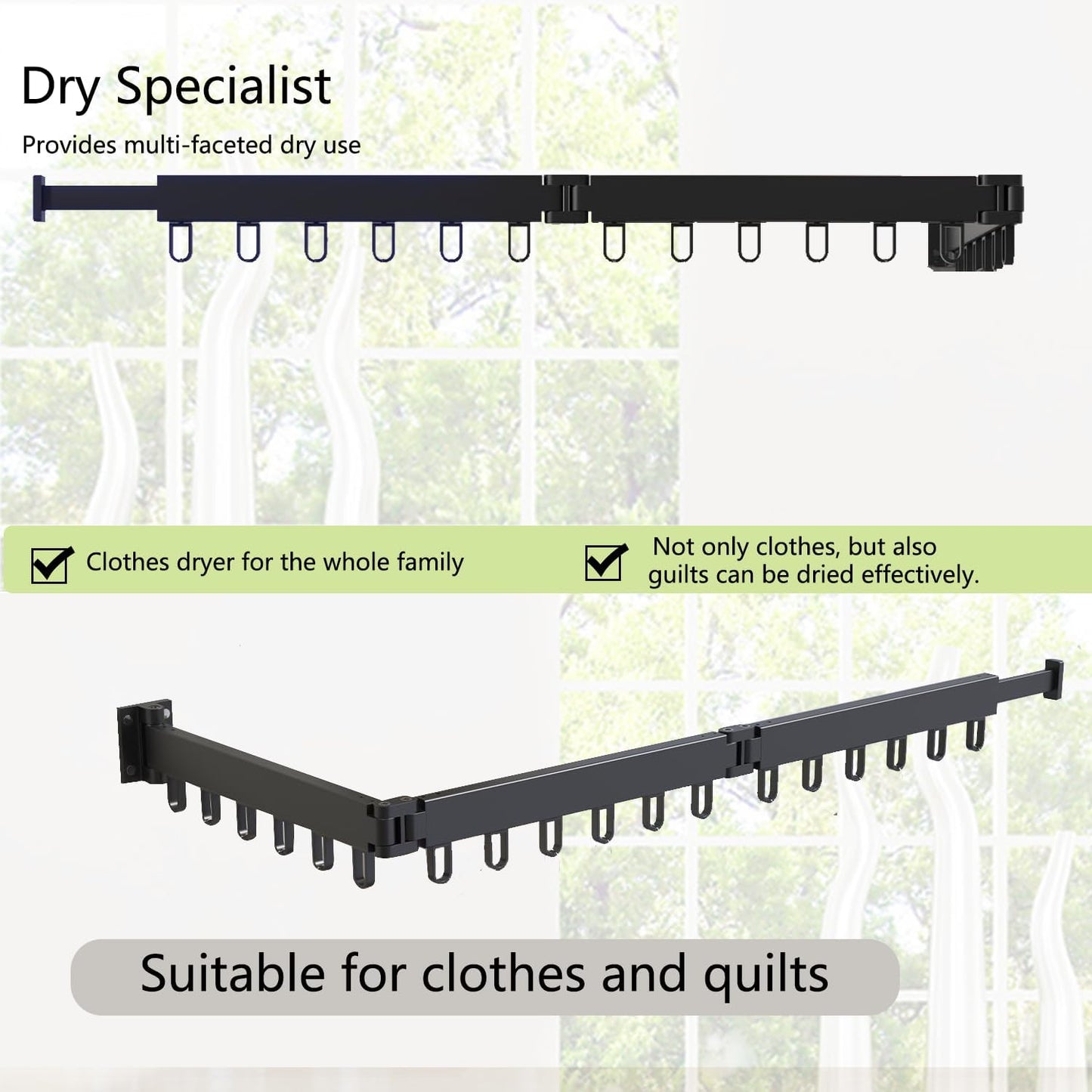 AIJALY Wall-Mounted Drying Rack for Laundry Room Organization, Sturdy Foldable and Removable Drying Rack for Laundry Room and Balcony