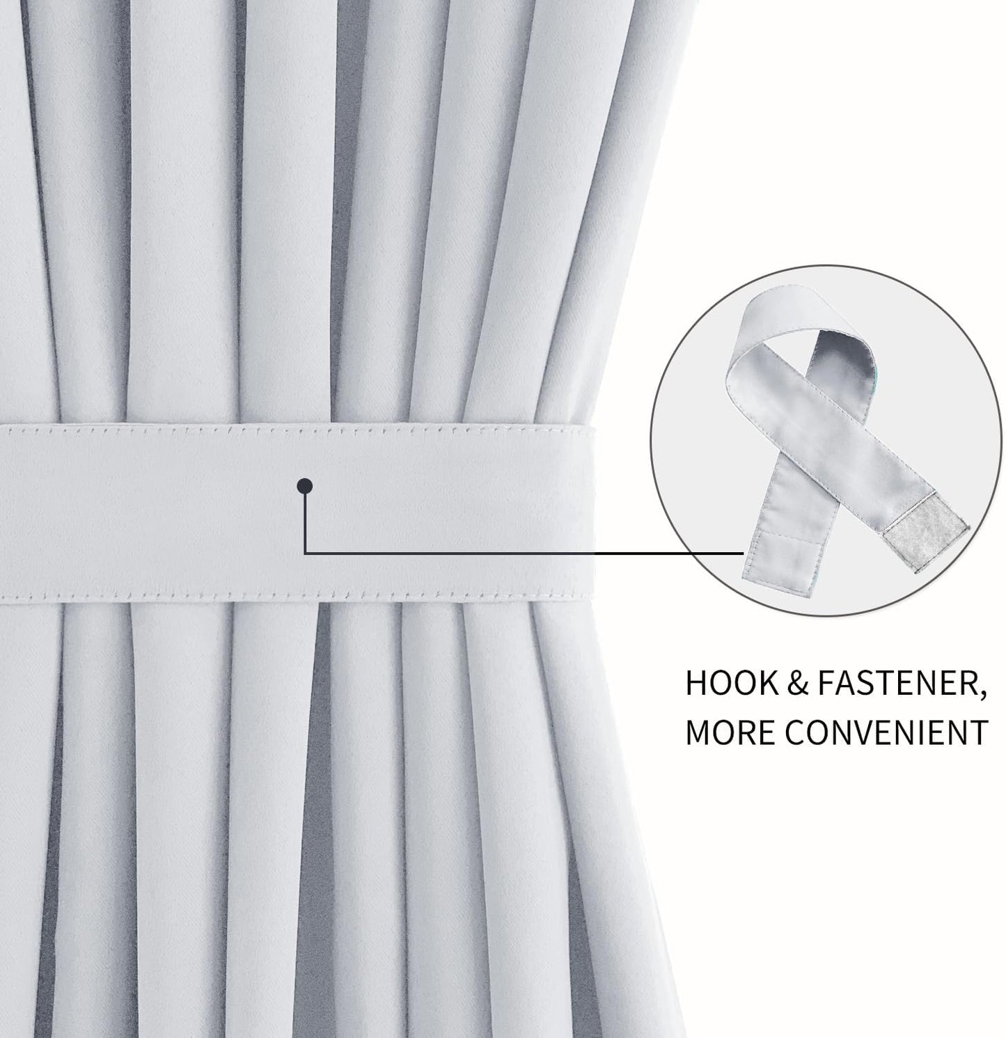 DWCN French Door Curtains – Rod Pocket Thermal Curtain for Doors with Glass Window, Kitchen and Patio Doors for Privacy, 36 X 72 Inches Long, 1 Curtain Panel with Tieback,Greyish White