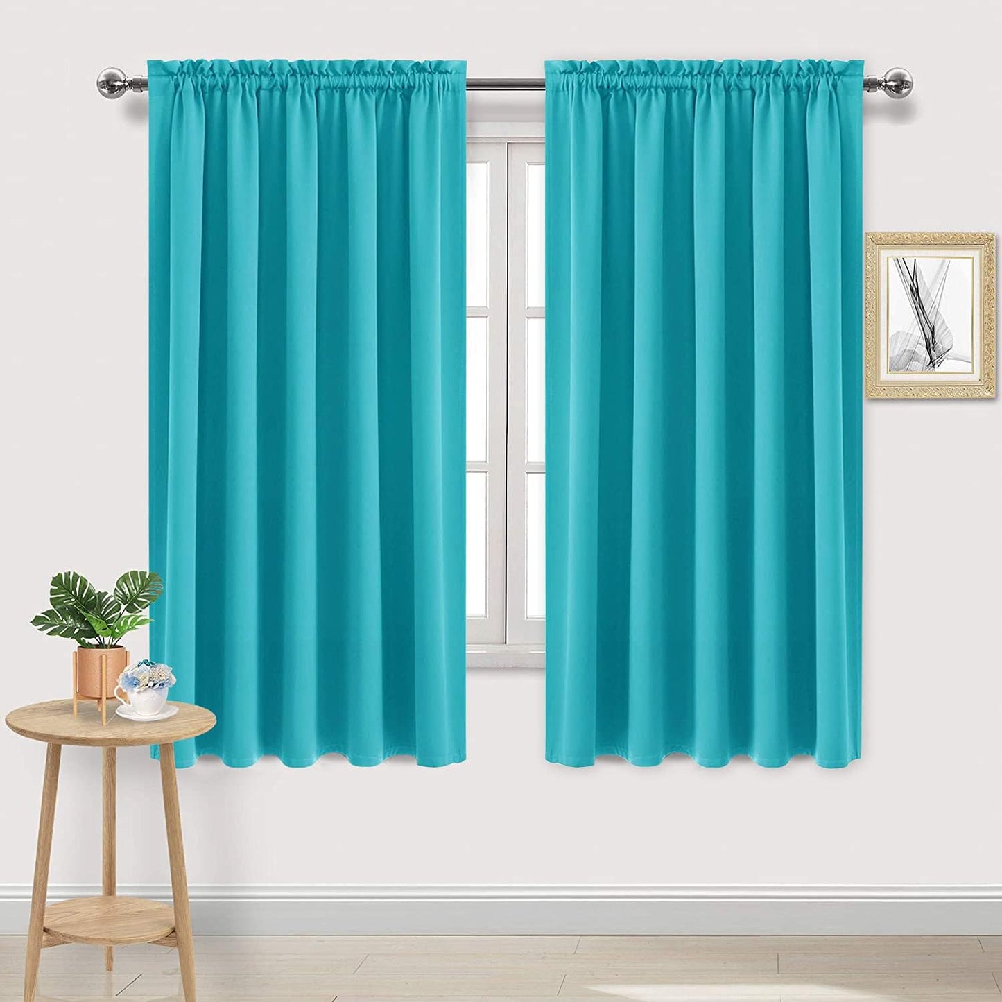 DWCN Blackout Curtains for Bedroom – Rod Pocket Thermal Insulated Noise Reducing Noise Reducing Drapes for Living Room, W 60 x L 63 Inch, 2 Panels, Turquoise