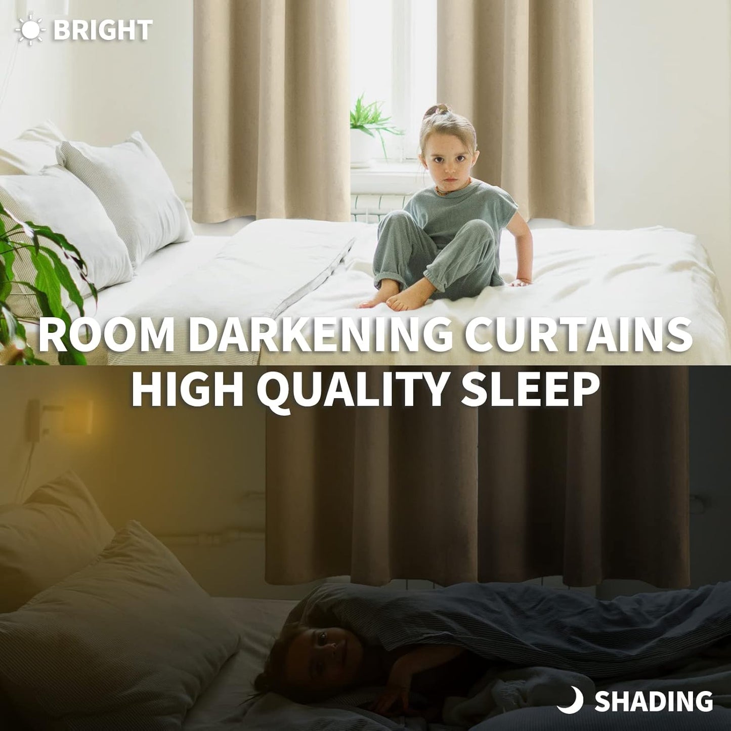 BGment Beige Blackout Curtains 72 Inches Length for Bedroom - Thermal Insulated Room Darkening Window Treatments with Rod Pocket for Living Room, 52 x 72 Inch, 2 Panels