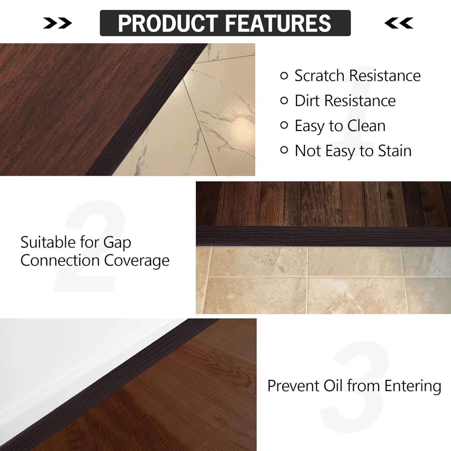 16.4Ft Floor Transition Strip Self Adhesive Vinyl Cover Floor Strip Flat Divider Transition Strip Wood Grain Design for Laminate Floor Gaps and Doorway Transitions (16.4Ft x 2 Inch, Brown)