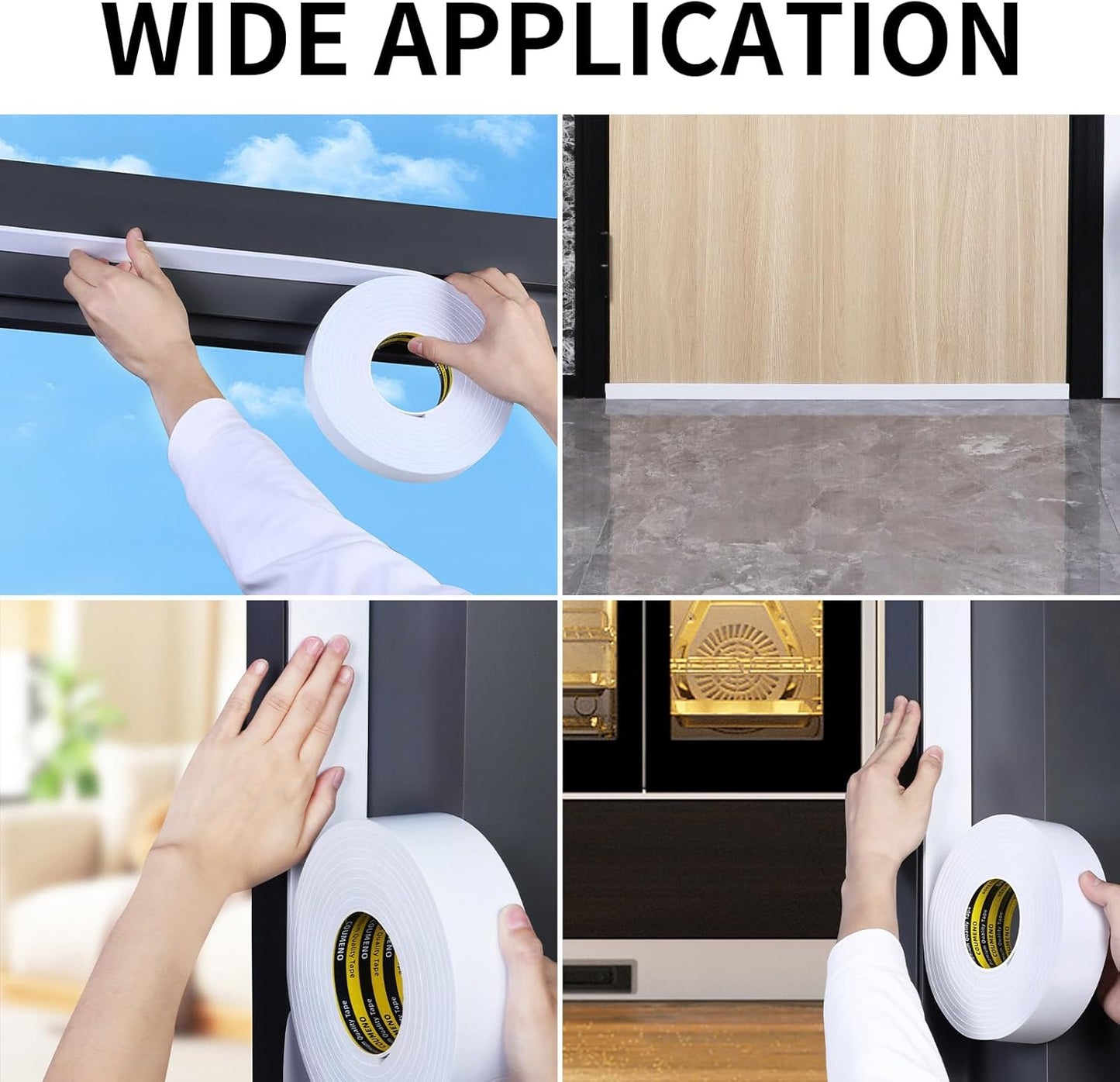EVA Single Sided Adhesive White Foam Tape 1.2in x 16.4FT Sealing Strip Foam Pad Sponge Tape Window Weatherproof, Self-Adhesive Insulation Sealing
