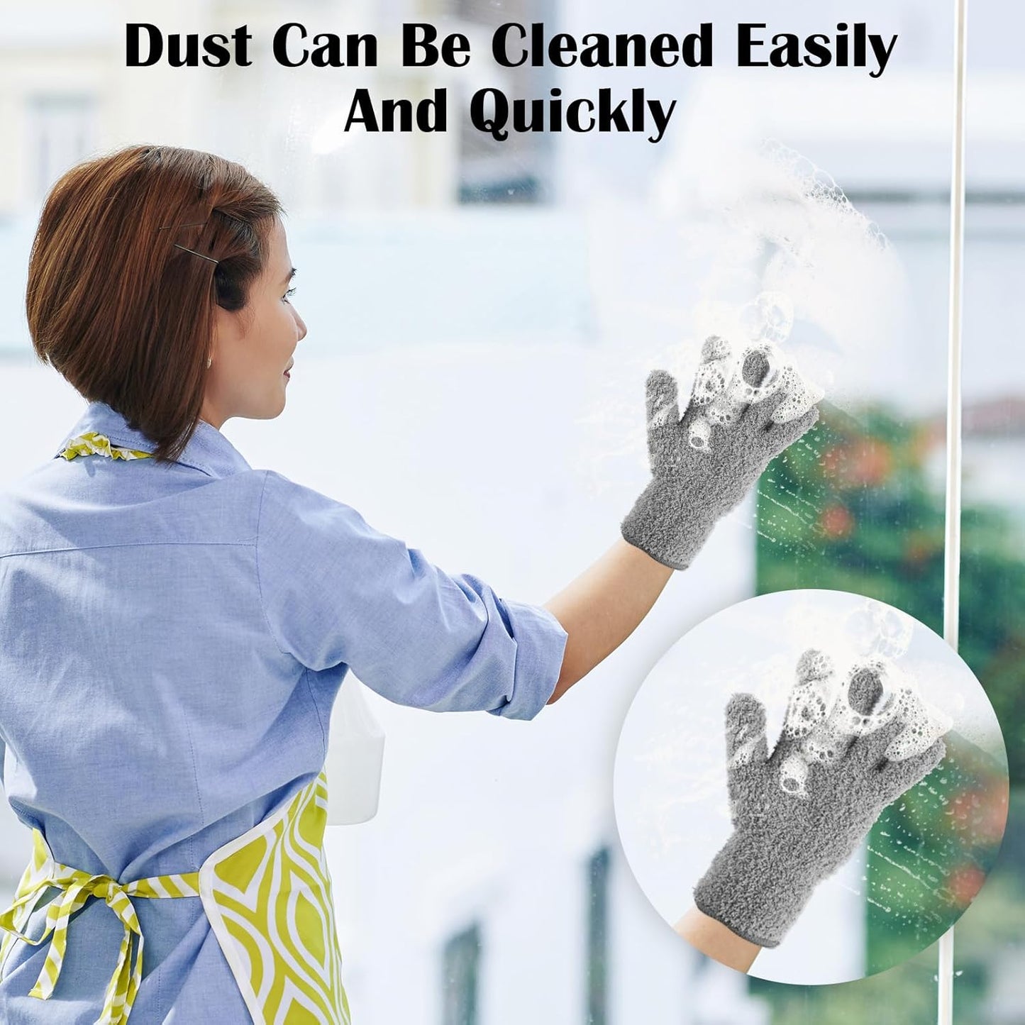 Plant Dusting Gloves, Microfiber Dusters for Cleaning Kitchen Indoor Mitt for House Use Desk Window Blind Screen Wash