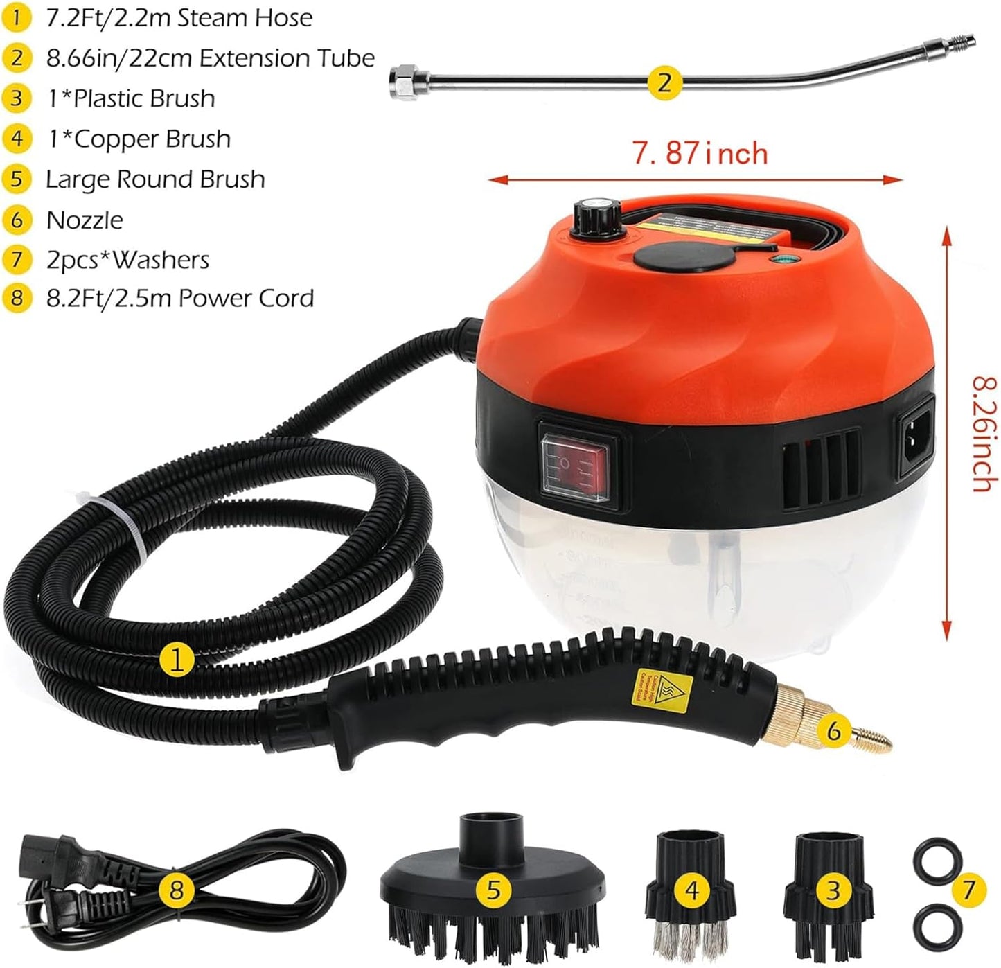 Handheld Steam Cleaner,2500W Steam Cleaner, High Pressure Steamer for Cleaning, Handheld Portable Steam Cleaners for Home, Steamer for Car,Upholstery, Kitchen, Bathroom, Grout and Tile