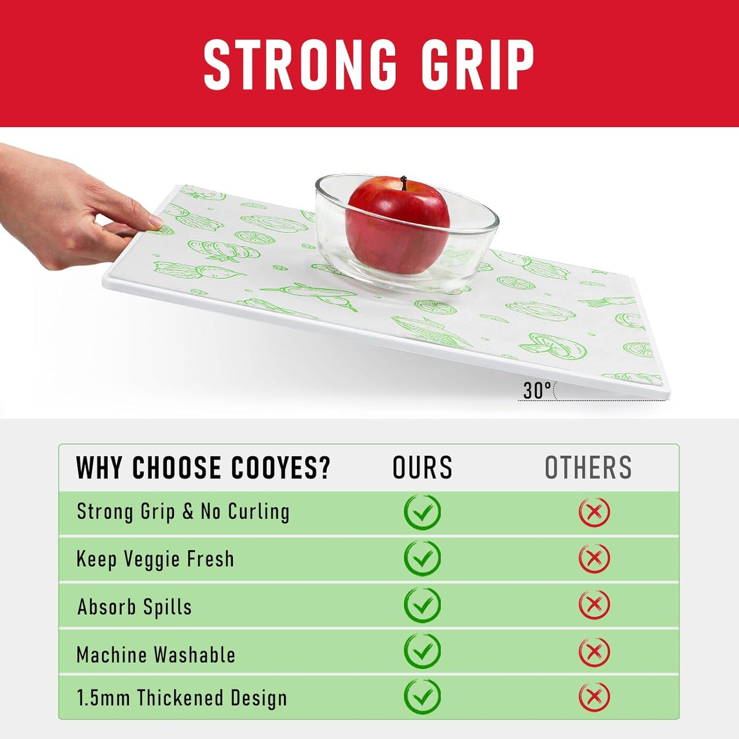 Cooyes 6 Pack Refrigerator Shelf Liners for French Door Fridge, 17.7" × 36" Extra Large, Non-Slip Fridge Mats Machine Washable, Refrigerator Drawer Liner for Glass Shelves Kitchen Cabinet