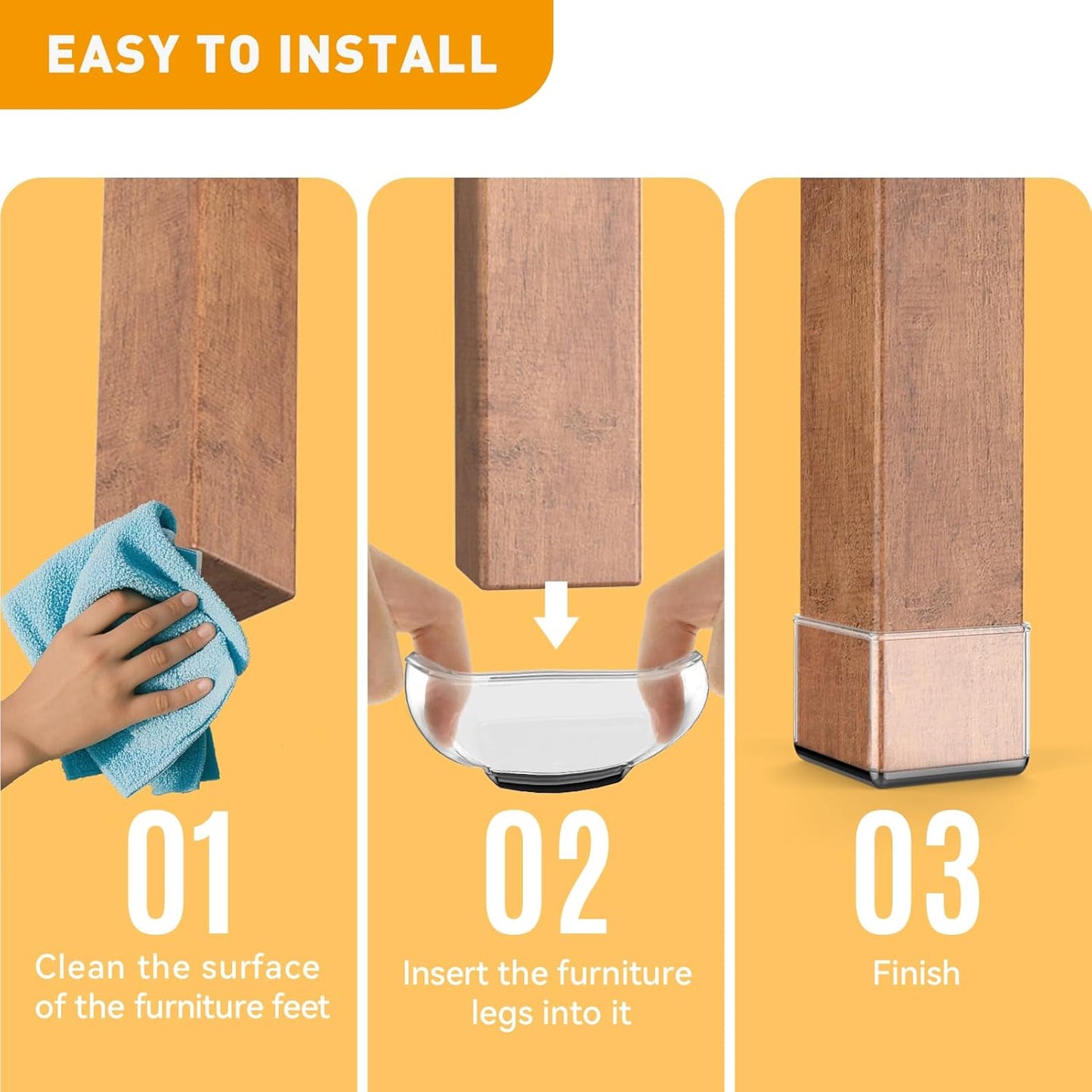 Furniture Sliders,24 PCS Chair Leg Sliders for Carpet, Furniture Movers Sliders, Carpet Chairs Furniture Glides, Floor Protectors, Carpet Moving Sliders Easily Move.(Clear, Fit:1.2-1.6")