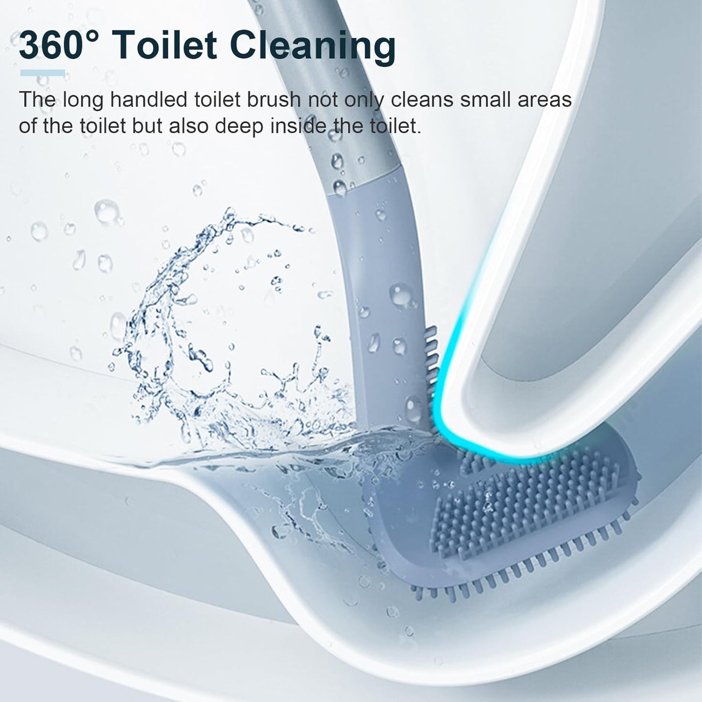 Golf Toilet Brush, Toilet Cleaning Brush, Flexible Bendable Silicone Long Handled Toilet Brush, 360° Deep Toilet Bowl Cleaning Brush,Quick Drying Toilet Brush for Bathroom with a Hook (Gray)