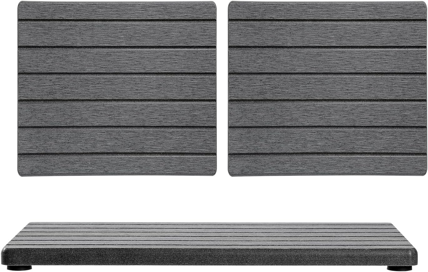 3 Pack Diatomite Stone Sink Tray, Water Absorbing Mat for Kitchen & Bathroom Counter, Quick Dry Soap Dish Makeup Vanity Caddy,Sponge Holder Organizer, Dark Gray 2pcs of 8"x 3.8" and 1pc of 3.8"x 3.8"