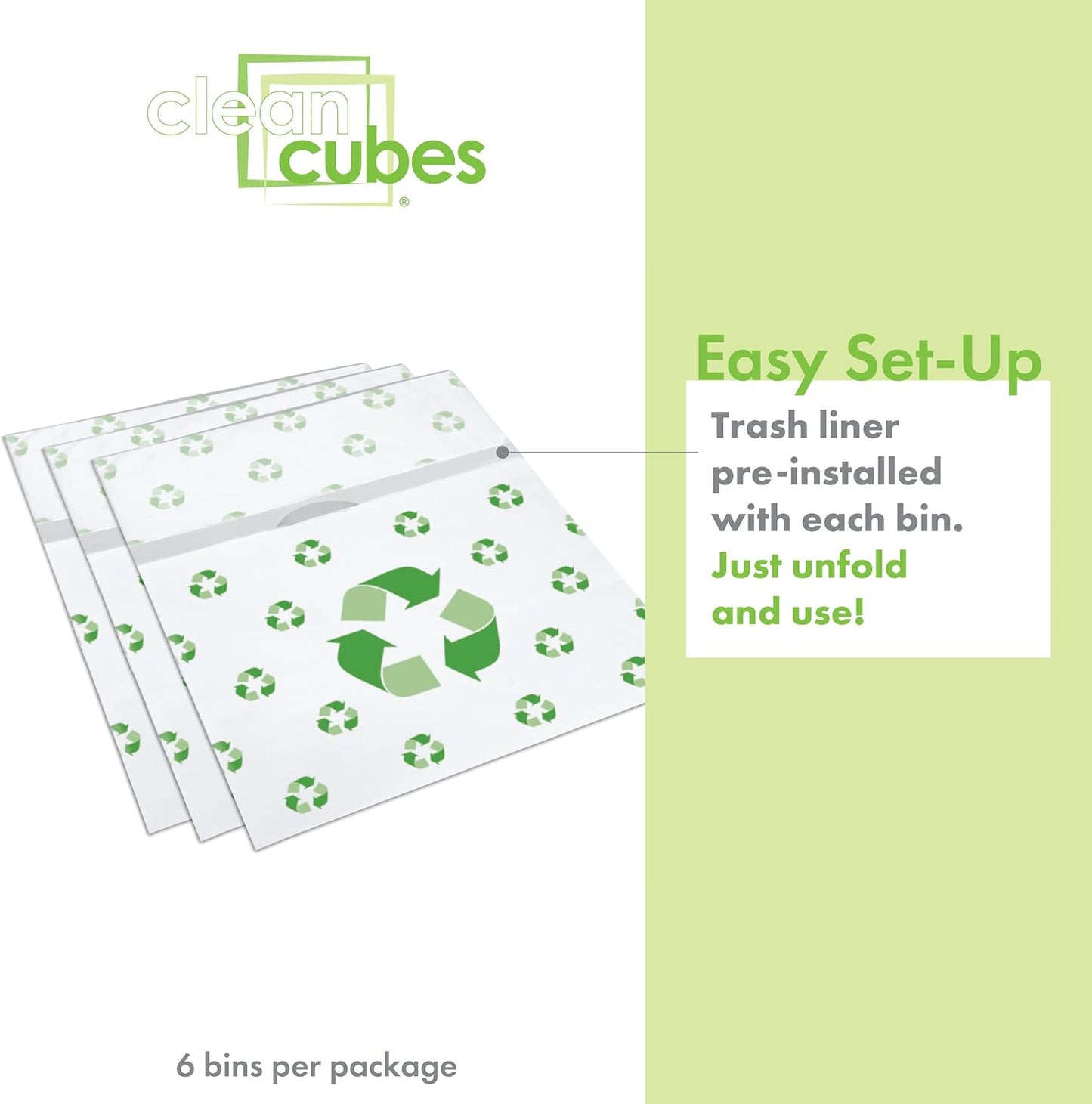 13 Gallon Disposable Pop-Up Trash Cans (6-Pack) with Fitted Bags – Foldable Garbage & Recycling Bins for Parties, Events & Kitchen (Recycle, 17" H x 13.5" W x 10" D)