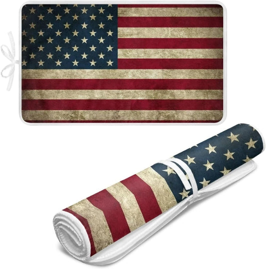 American Flag Ironing Mat Thickened Ironing Blanket Portable Heat Resistant Ironing Pad for Washer,Dryer,Table Top,Countertop,Small Ironing Board