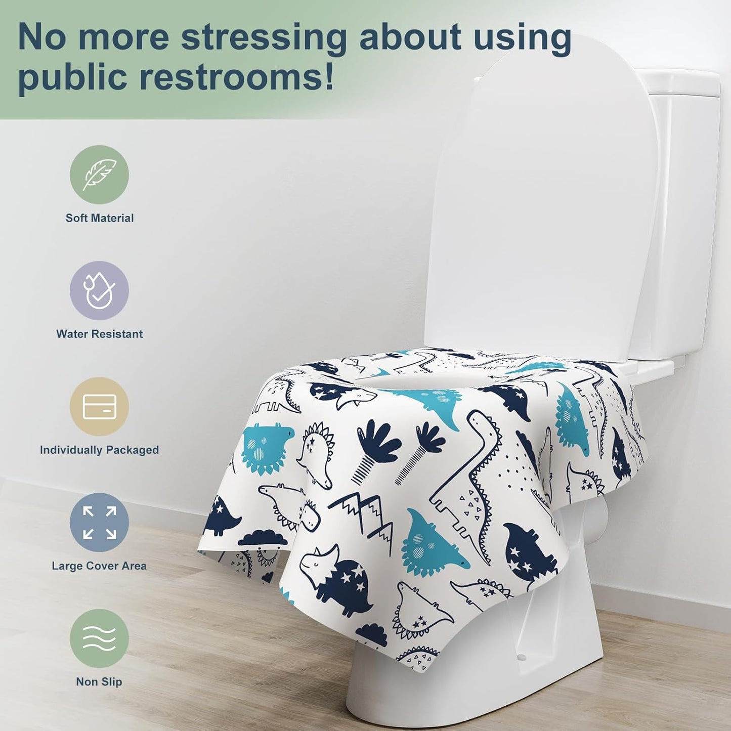 30 Pack Toilet Seat Covers Disposable, Large Waterproof Potty Covers for Toddlers, Kids, and Adults, Individually Wrapped for Travel, Toddler Potty Training for Public Restroom, Airplane, Trip