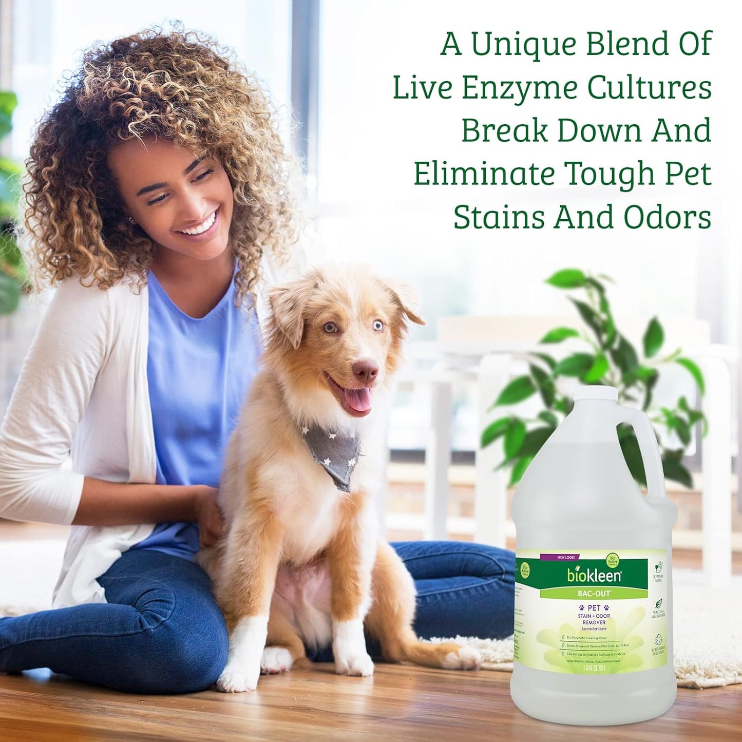 Biokleen Bac-Out Pet Stain Remover - Enzymatic, Natural, Plant-Based Destroys Stains & Odors, Safe for Surfaces & Fabrics, Carpet Cleaner - Eco-Friendly, Lavender Lime Scent, 1 Gallon