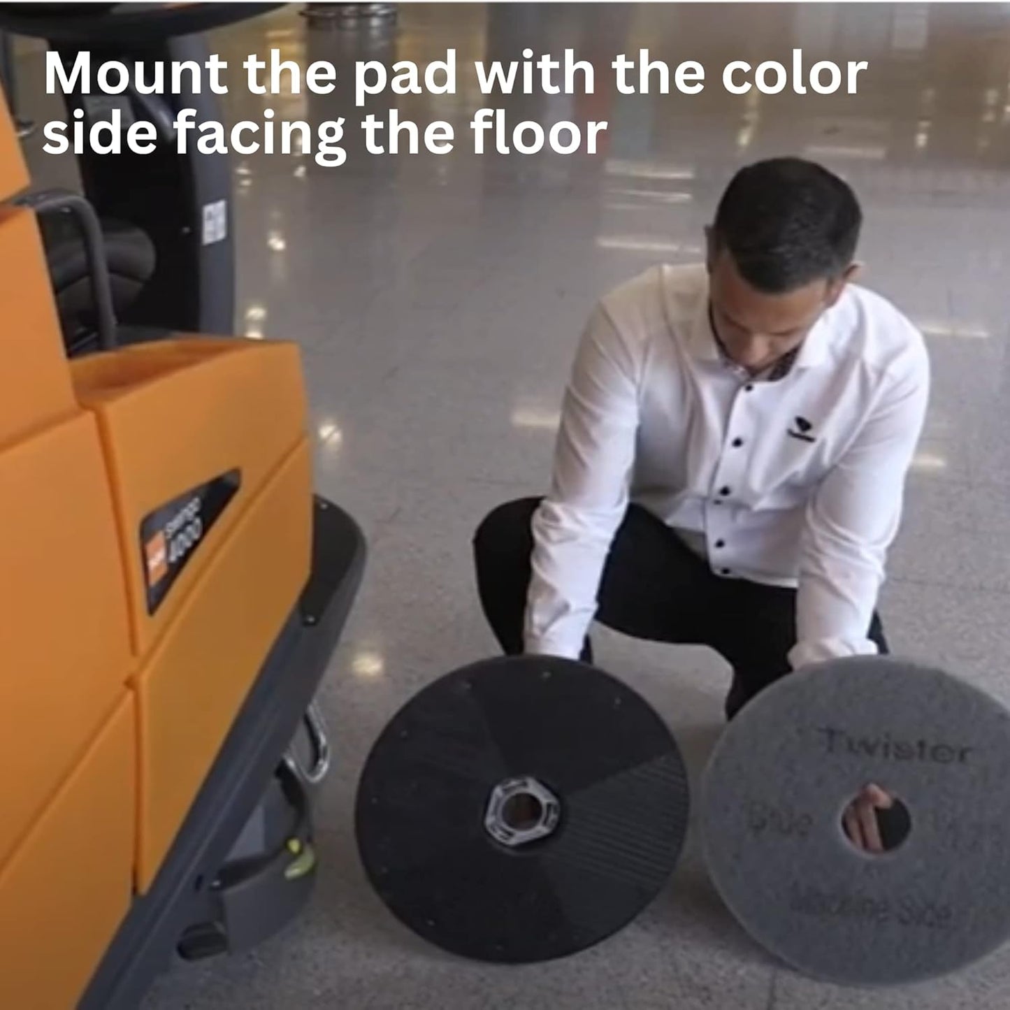 Diversey DD1229105 TASKI Twister Intellipad Diamond Coated Floor Machine Cleaning Pad, Made in USA, Burnish to High Super Gloss Finish, Grey/Brown, 13-inch (Pack of 2)