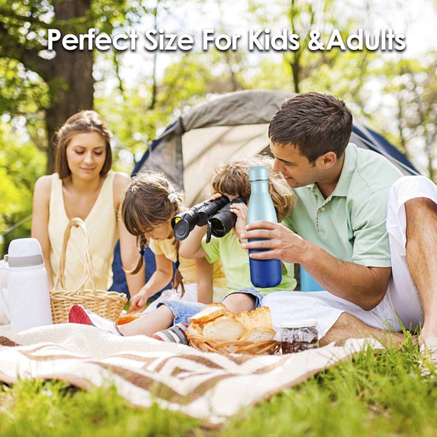 17oz Cola-Bottle Shaped Stainless Steel Leak-proof Water Bottle,Double Wall Vacuum Insulated Metal,Travel Mug For Sports Indoors & Outdoors,BPA-Free Kids Flasks,Green Blue(4Pack)