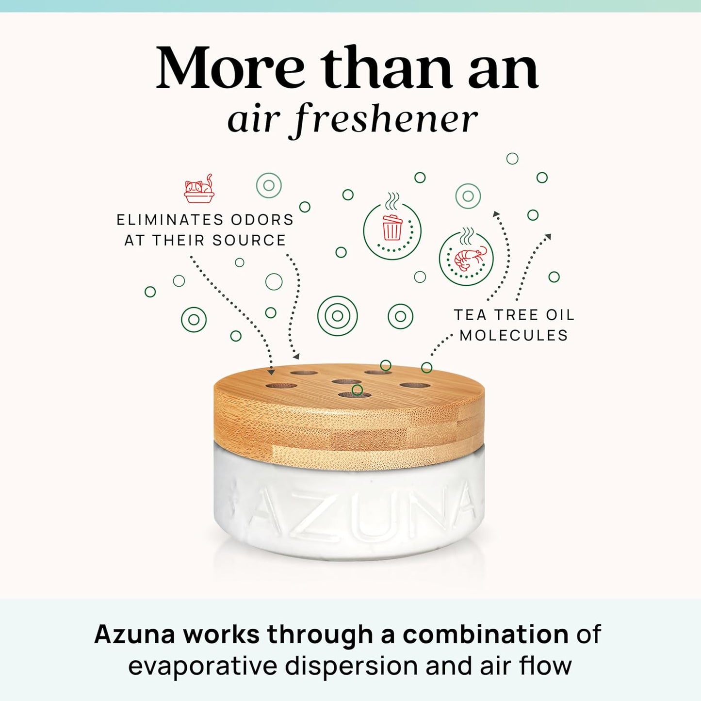 Azuna Air Freshener & Odor Eliminator for Strong Odor | 2 Room Kit Includes (2) 8 oz. Empty Luxe Glass Jars & 12 oz | Refill with Tea Tree Essential Oil Gel | Amalfi Breeze | Last 60-90 Days