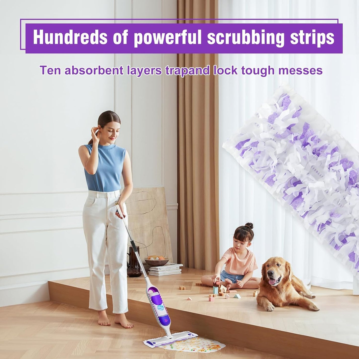 24 Pack Disposable Power Mop Refills Pads Compatible with Swiffer Power Mop,Spray Wet Pads Refill,Disposable Spray Mopping Pads Refills for Multi-Surface Floor Cleaning