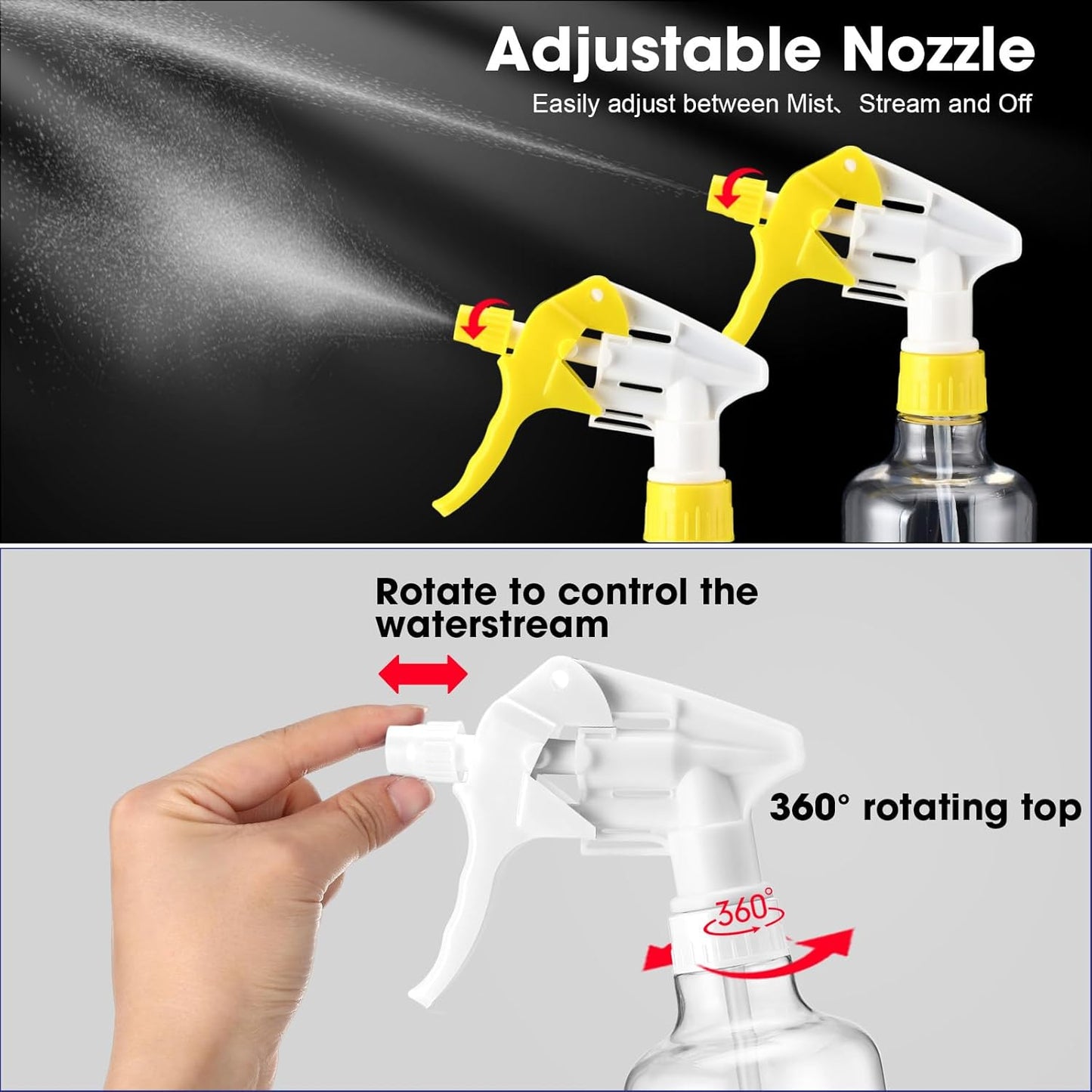 Eccliy 12 Pcs 16 Oz Plastic Spray Bottle, Adjustable Empty Reusable Sprayer for Cleaning, Planting, Water, Bathroom and Kitchen, BBQ, Commercial and Residential(Multicolor,Clear)