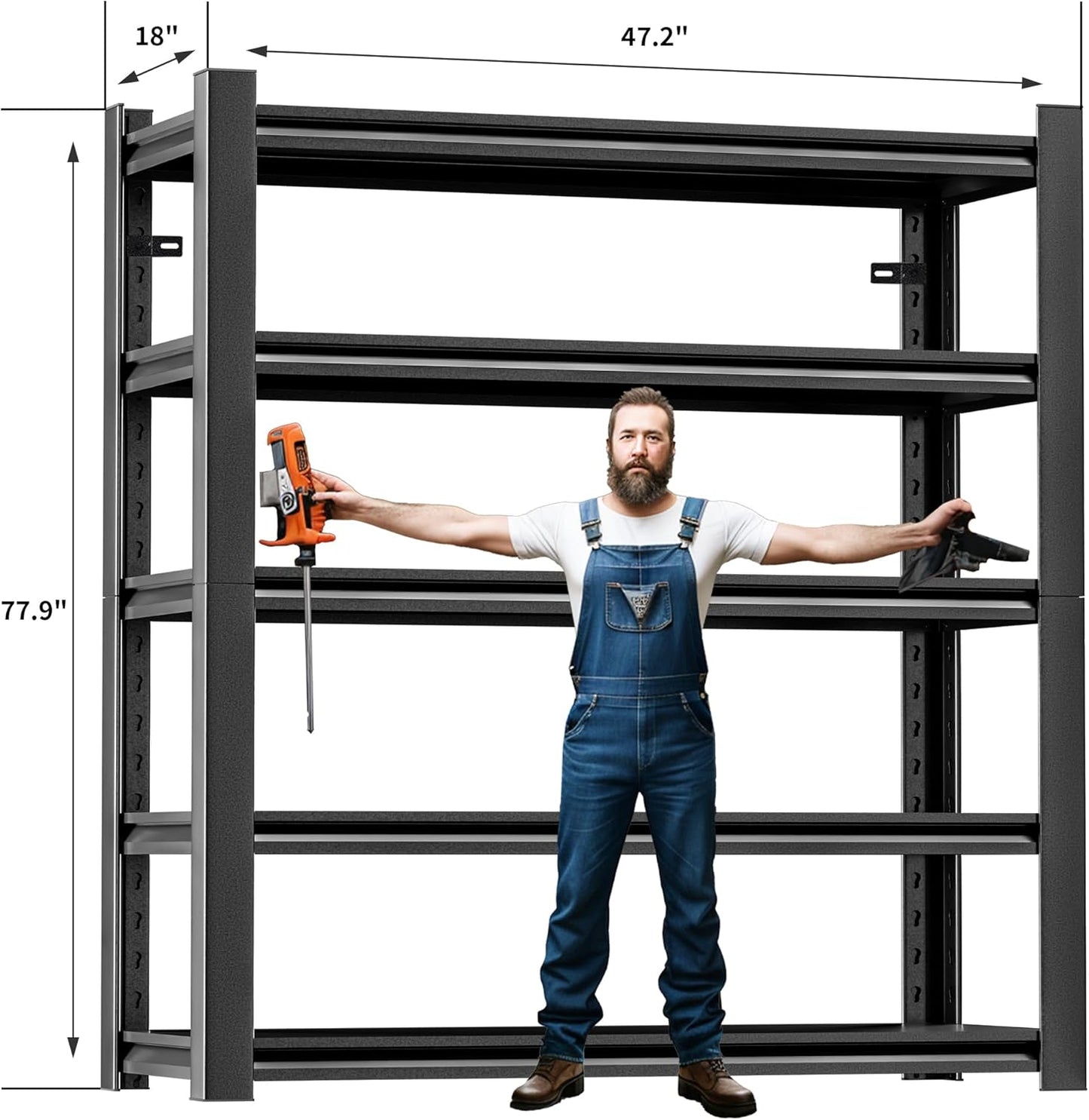 78" H 47.2" Wide 4 Piecees Garage Shelving,Thickened Heavy Duty Metal Shelving Adjustable Shelves,Garage Storage Shelves,Shelving Rack Industrial Shelving Tool Shelf for Basement Metro