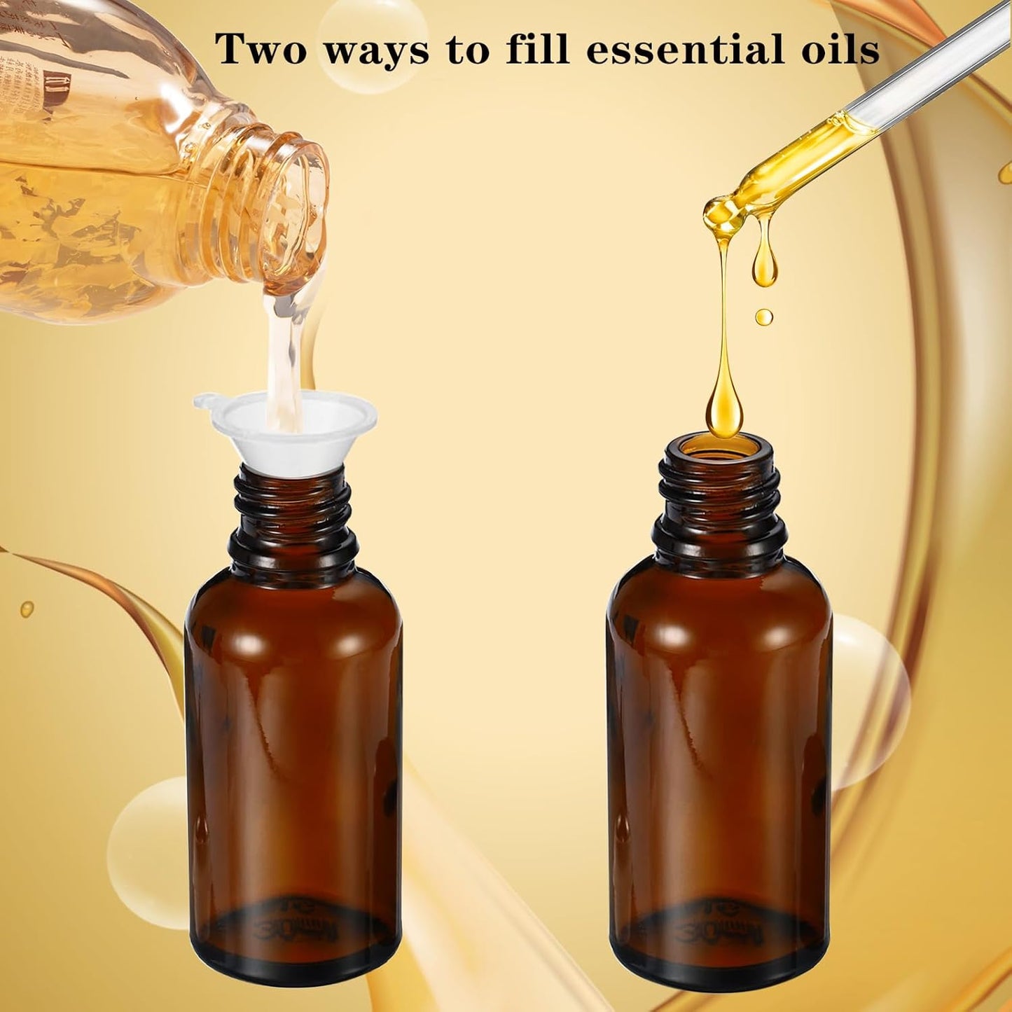 30ML Roller Bottles for Essential Oil, 4 Pack Empty Amber Glass Roller Bottle for Perfume Oil, Roll on Bottles with Stainless Steel Roller Balls, Opener, Funnel and Dropper