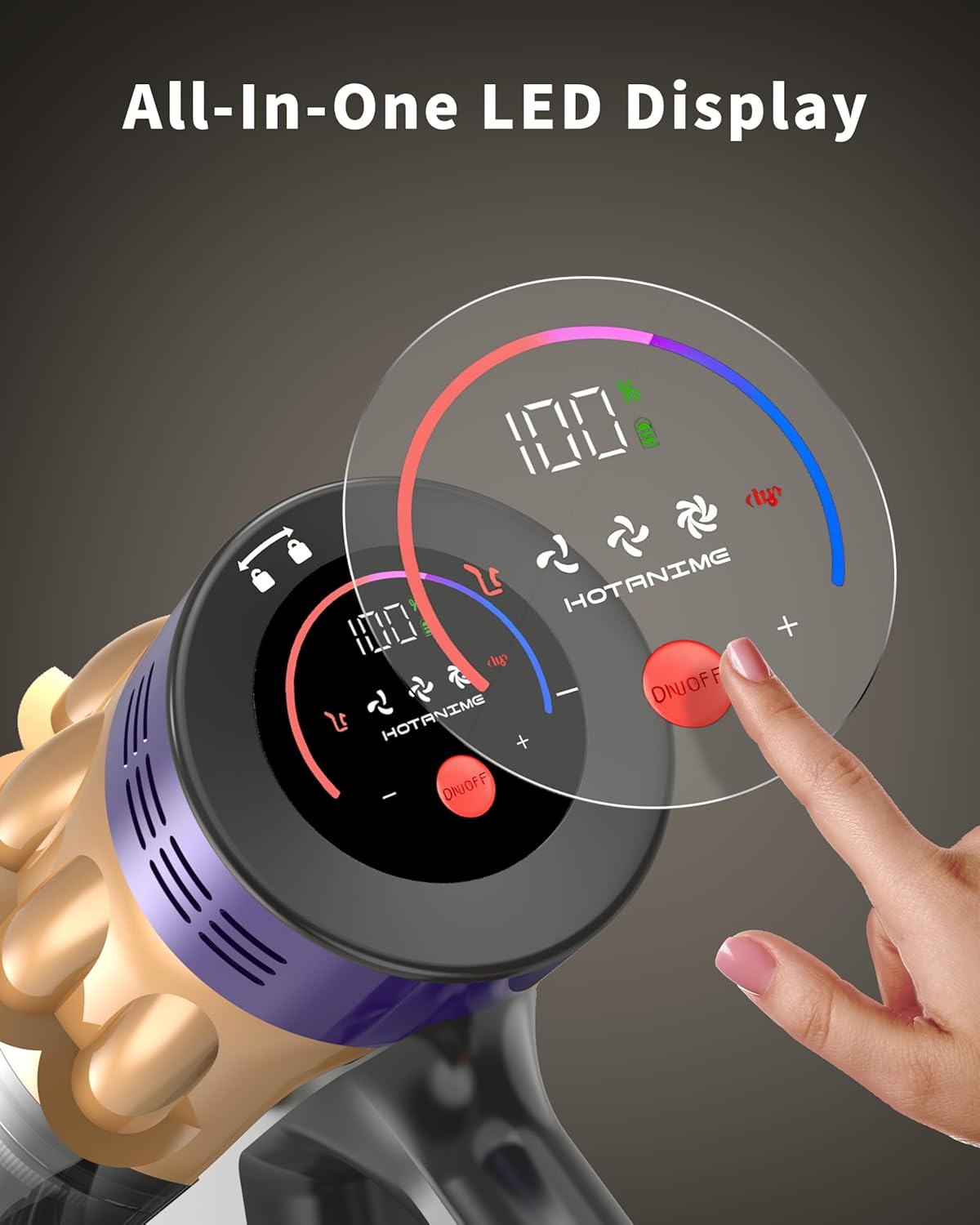 Cordless Vacuum Cleaner, 580W 50Kpa 65Mins, Vacuum Cleaners for Home, Stick Vacuum with Anti-Tangle Brush, Wall Mount Charge, Rechargeable Cordless Vacuum for All Floor/Sofa/Pet Hair/All Floor