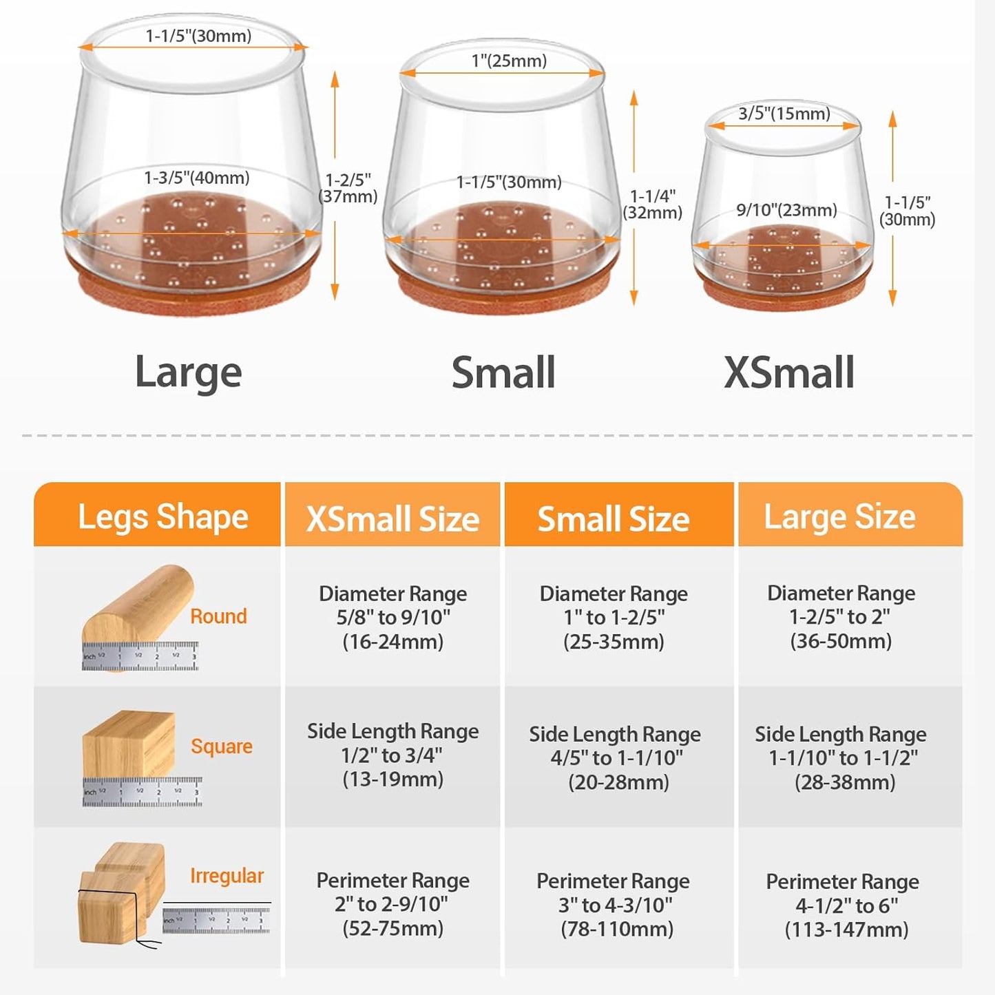 Glaais 36Pcs Silicone Chair Leg Floor Protectors, Floor Protectors for Chairs, Rubber Chair Leg Caps for Wood Floors, Chair Leg Protectors for Hardwood Floors,Rubber Chair Leg Covers (Small, Clear)