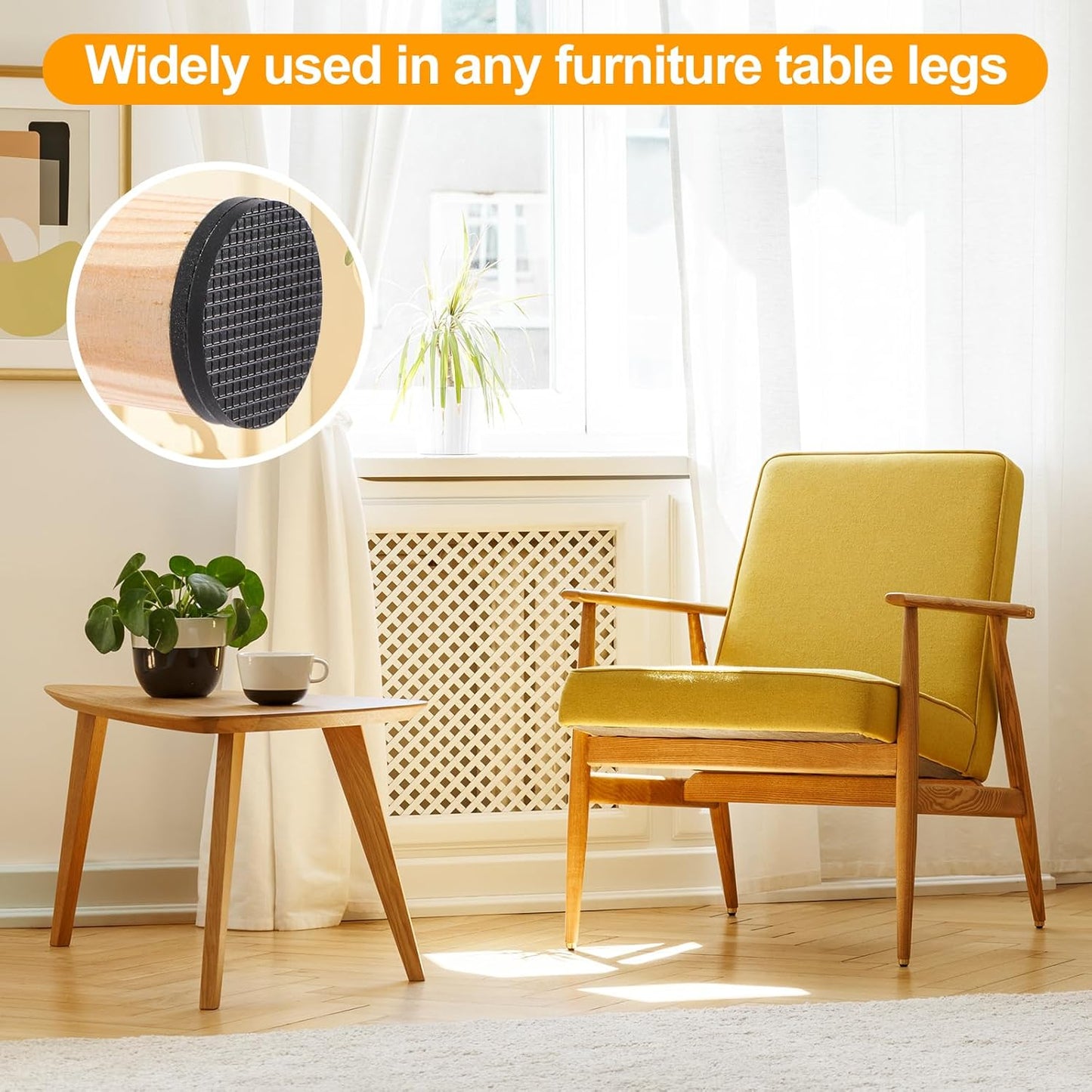 CHUNZEXI Non Slip Furniture Pads - 48 Premium Furniture Grippers Self Adhesive Rubber Furniture Feet, Anti Slide Furniture Hardwood Floor Protector for Keep Couch Stoppers (1 inch Round)