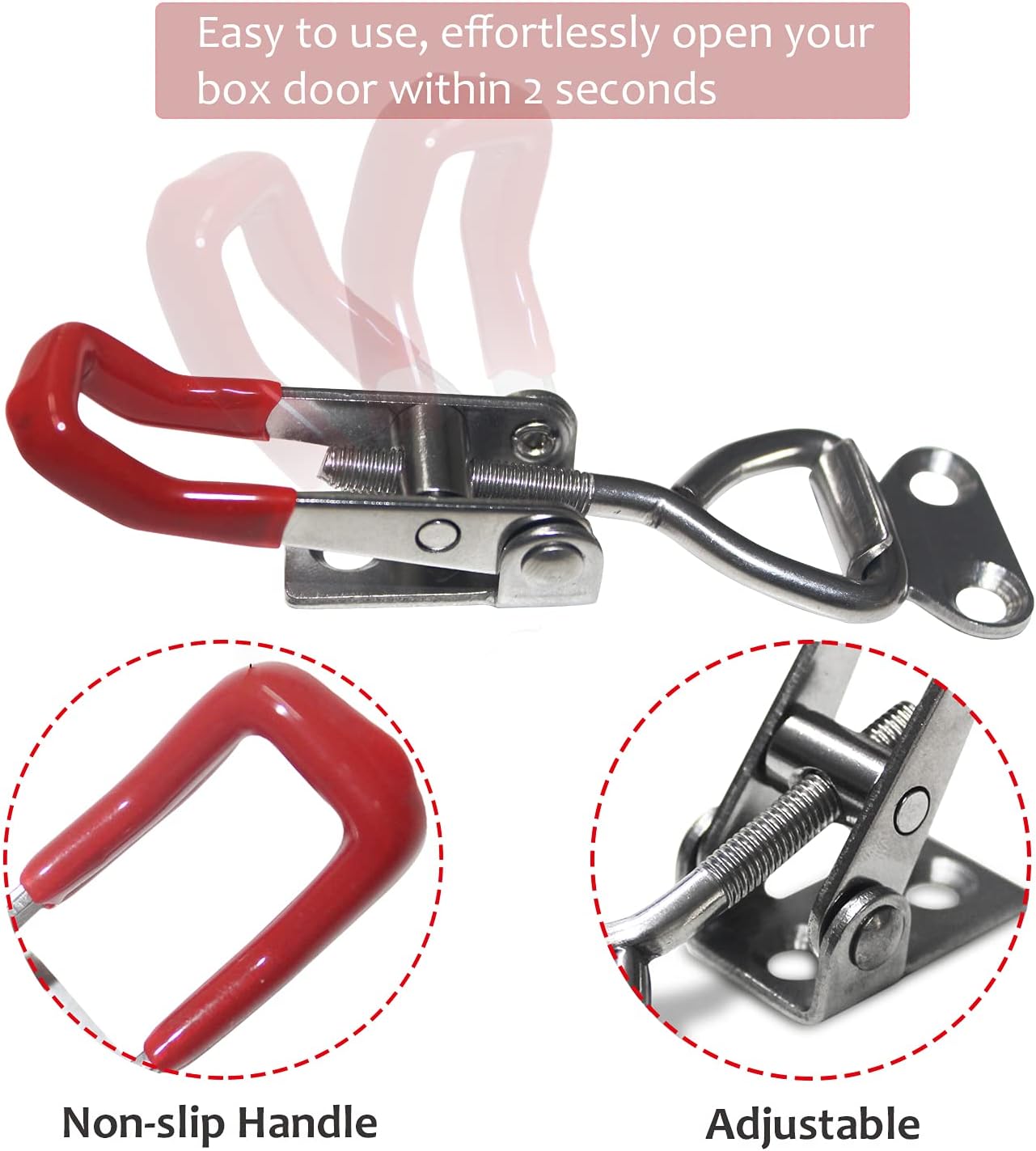 CUKAYO 4pcs Toggle Latch Clamp, 304 Stainless Steel Pull Hasp Latches, Quick Release Hand Tool Toggle Clamp for Smoker Lid Jig,Case Trunk,220Lbs Holding Capacity