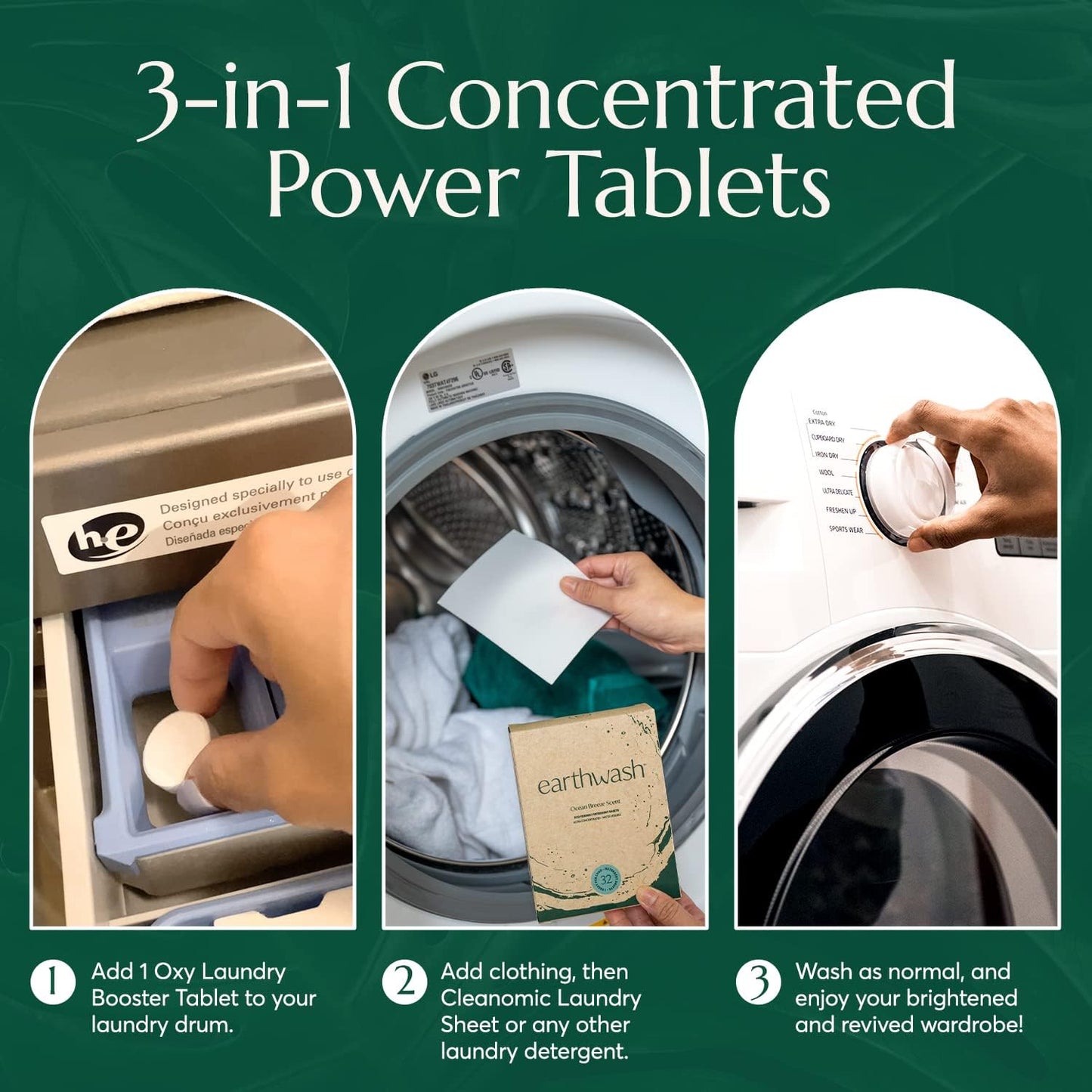 Cleanomic - Oxy Laundry Booster Tablets (White) - Oxy Cleaner Laundry Stain Remover, Color Safe Bleach, Laundry Whitener Brightener (25 Count)