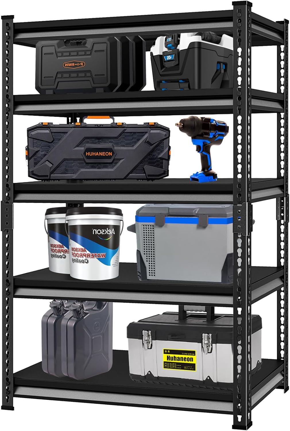 Adjustable Garage Storage Shelves, 40''W Garage Shelving Heavy Duty Loads 2200LBS, Metal Industrial Utility Shelf for Warehouse, Kitchen, Laundry Room,40" W x 18" D x 78" H,Black